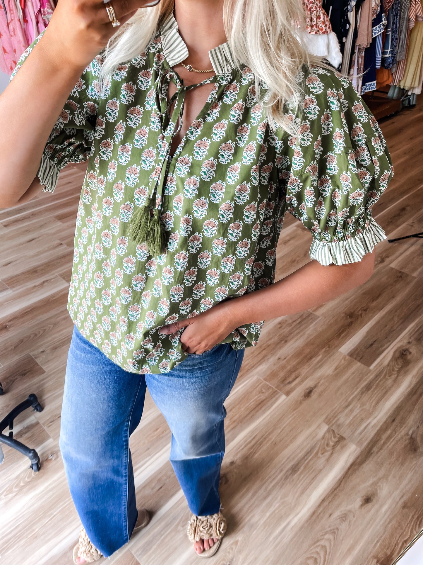 Botanical Puff Sleeve Top