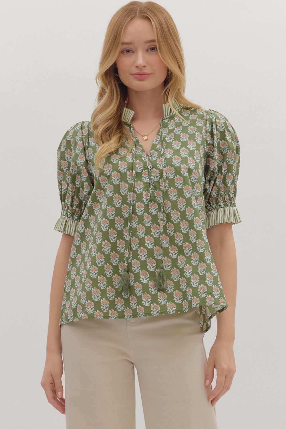 Botanical Puff Sleeve Top