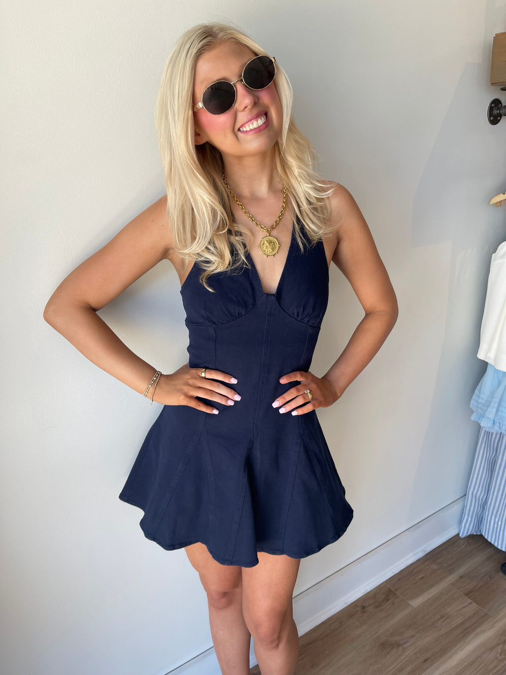 Denim Halter Mini Dress