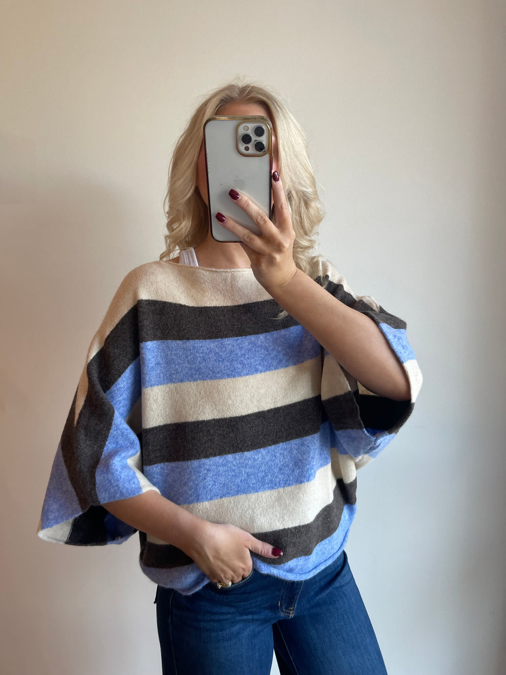Katie Stripe Dolman Knit Top