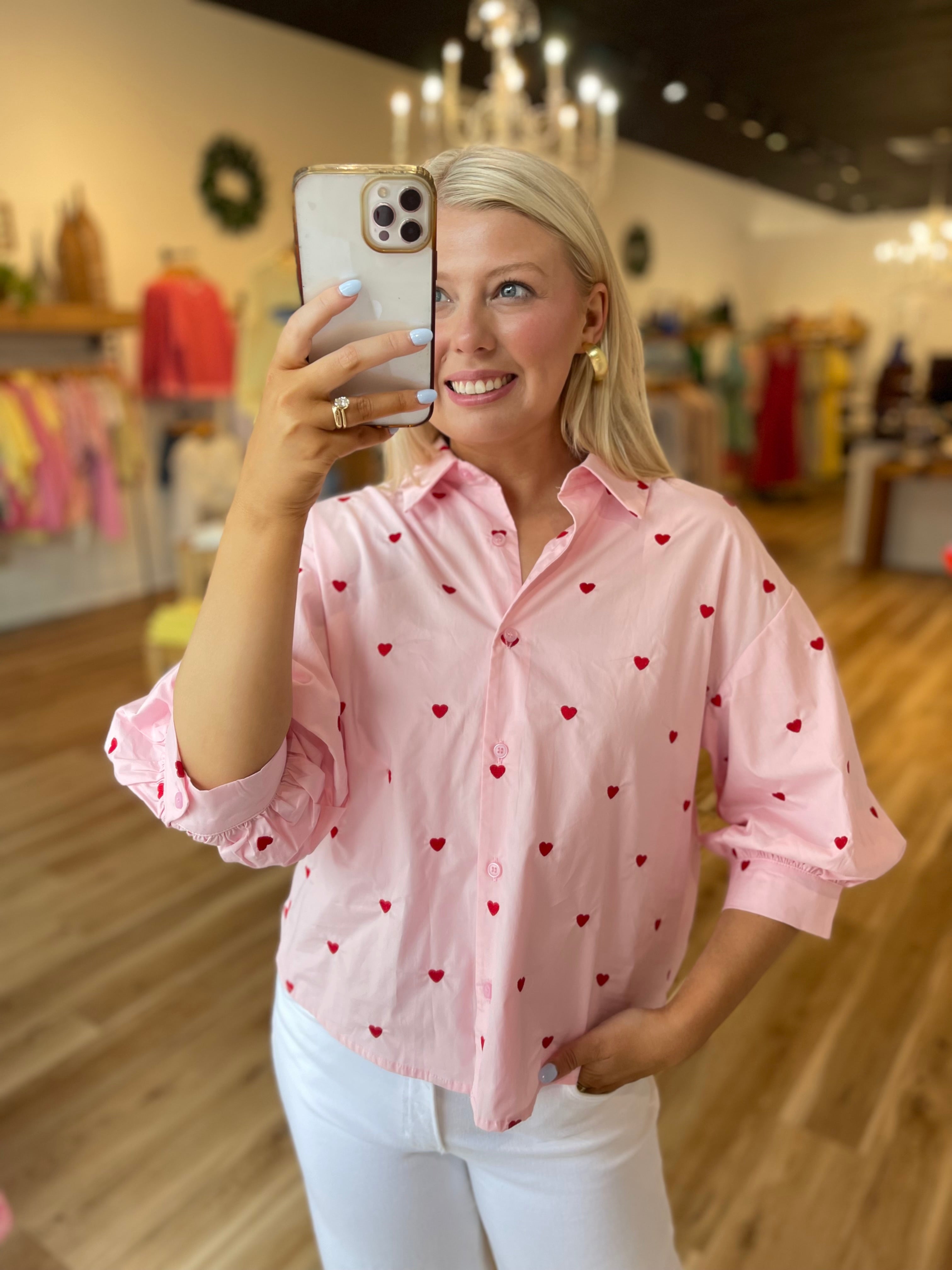 Valentines Heart Button Down Top