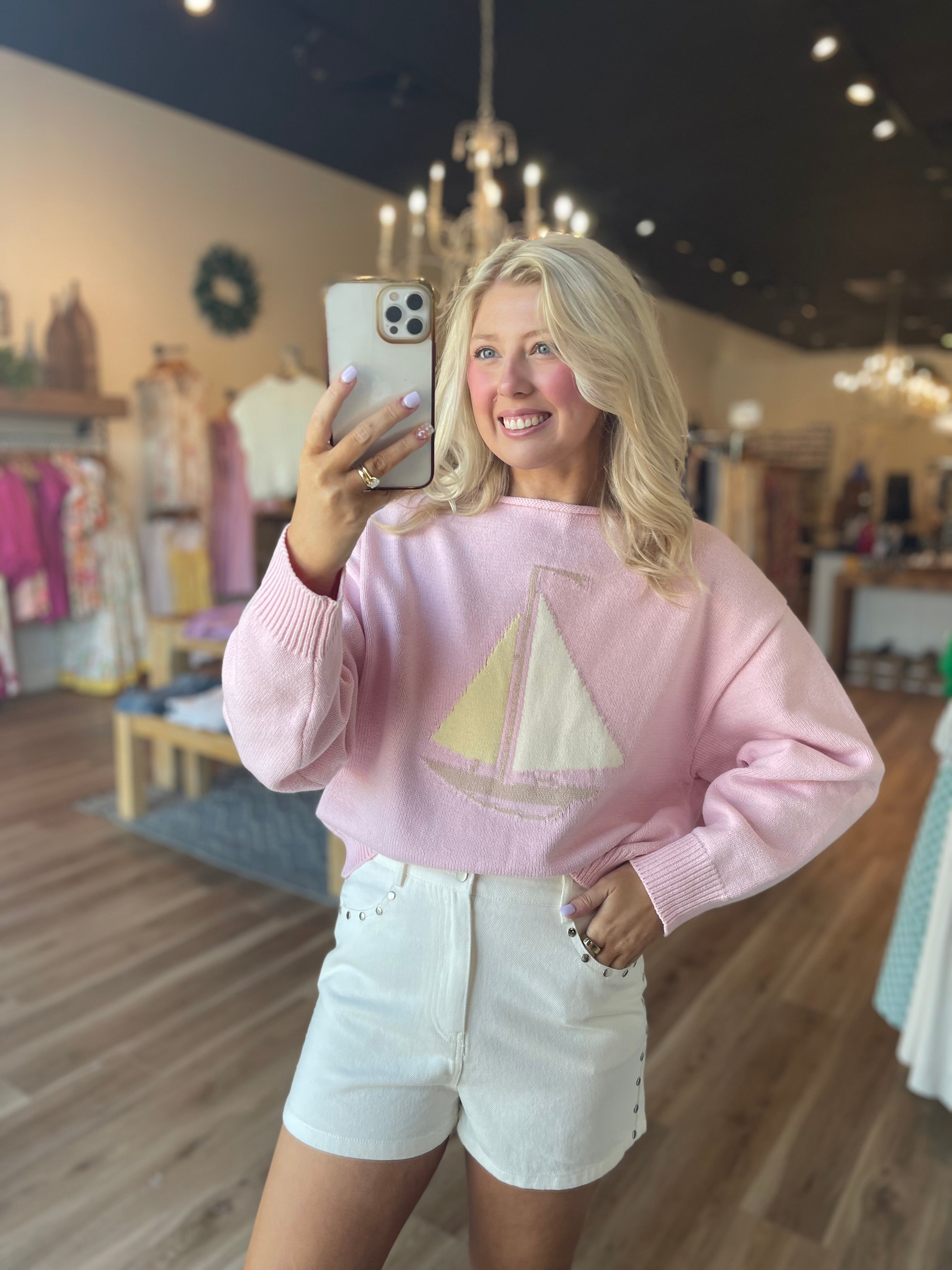 Sailboat Roll Neck Sweater