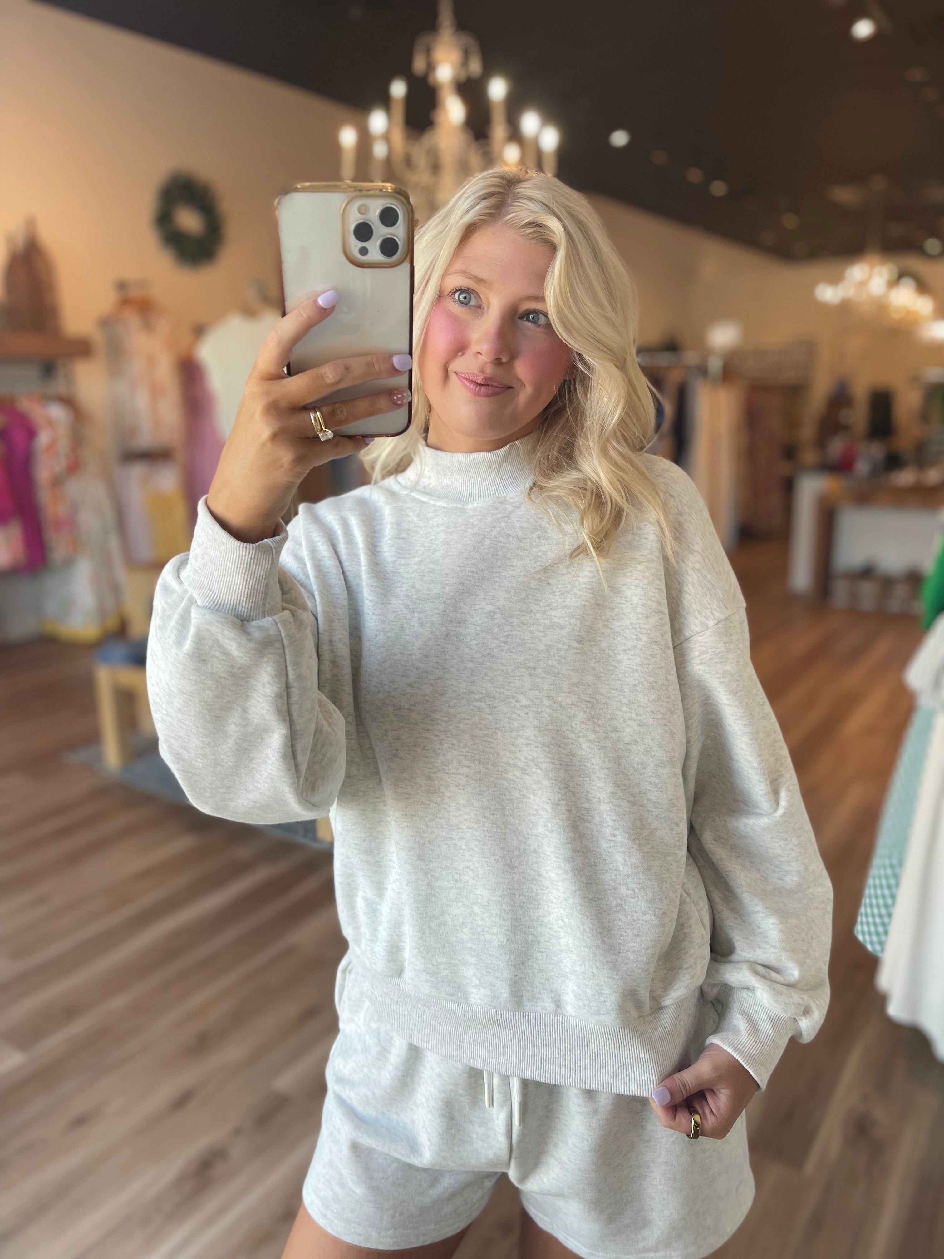 Mock Neck Sweater Short Set