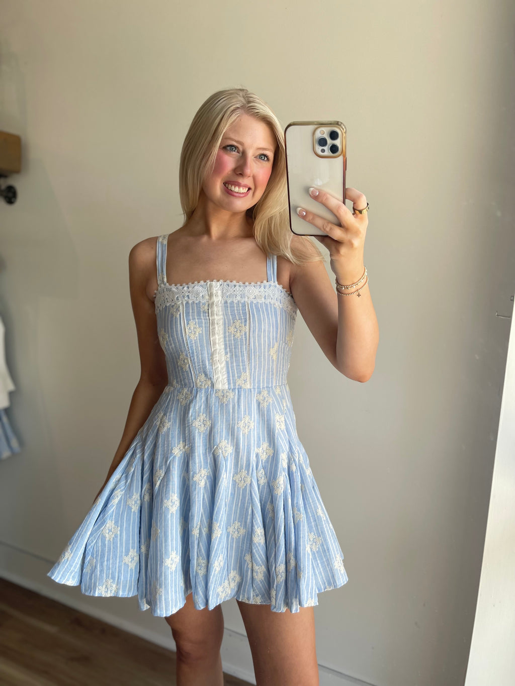Lila Embroidered Mini Dress