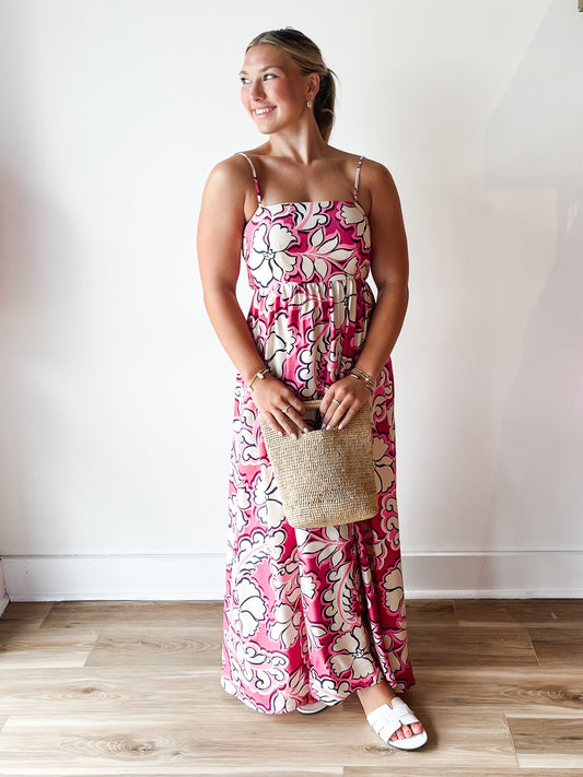 Rosy Bloom Maxi Dress