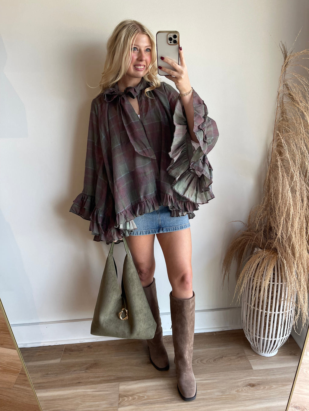Addie Plaid Poncho Top