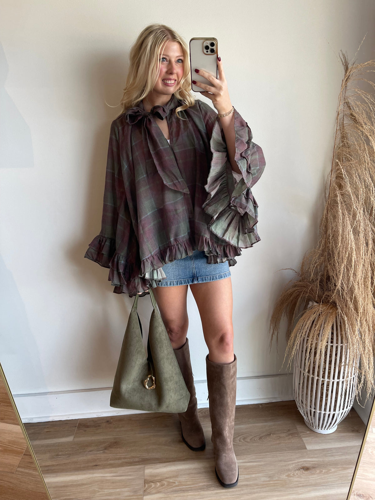 Addie Plaid Poncho Top