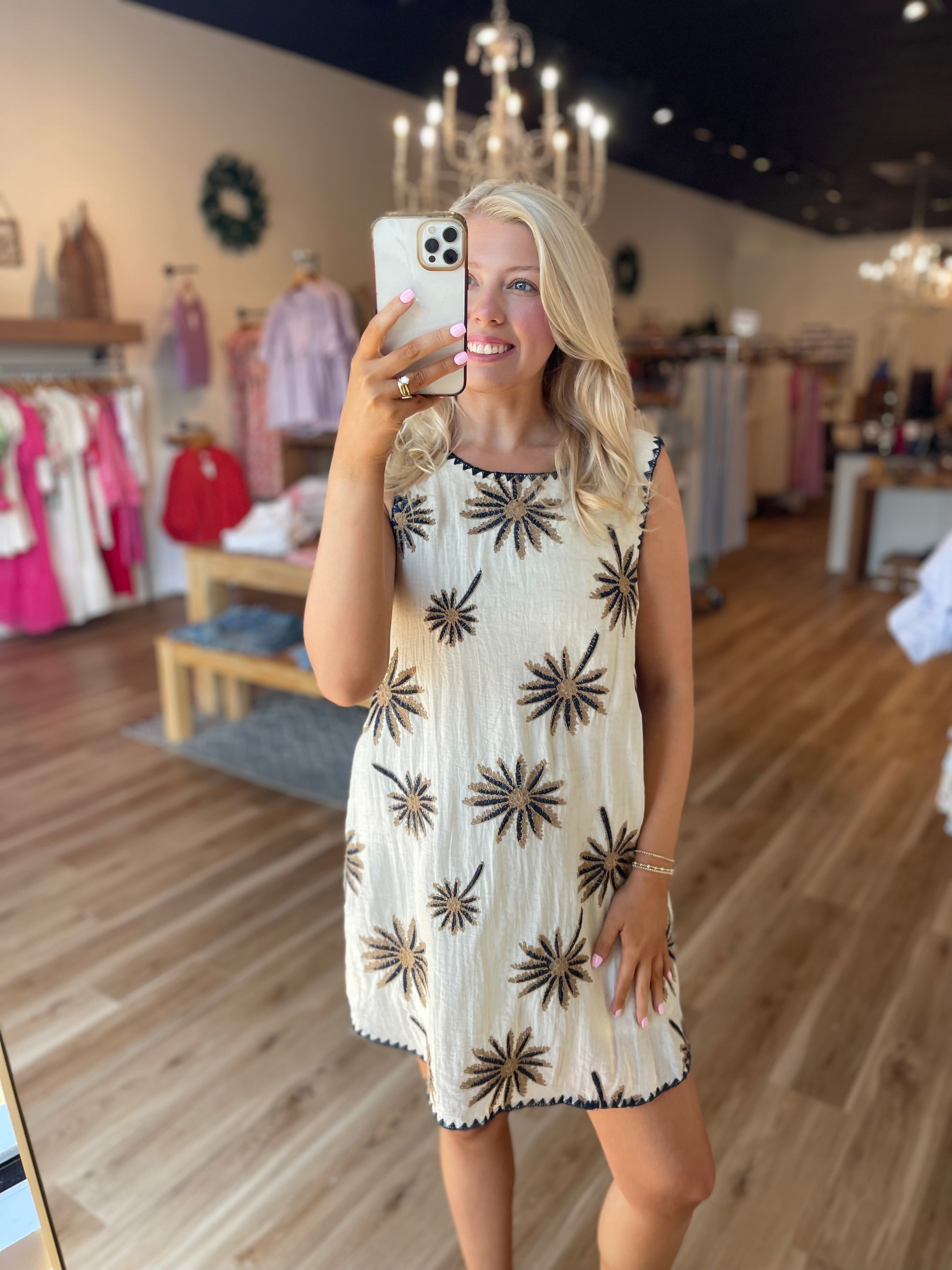 Palm Shift Mini Dress