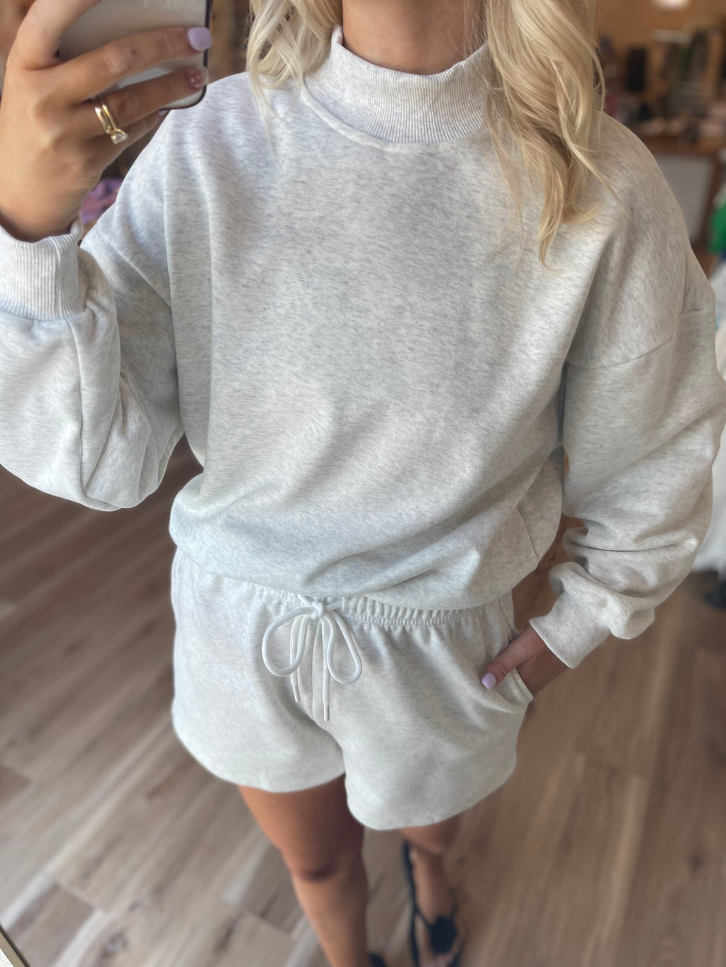 Mock Neck Sweater Short Set