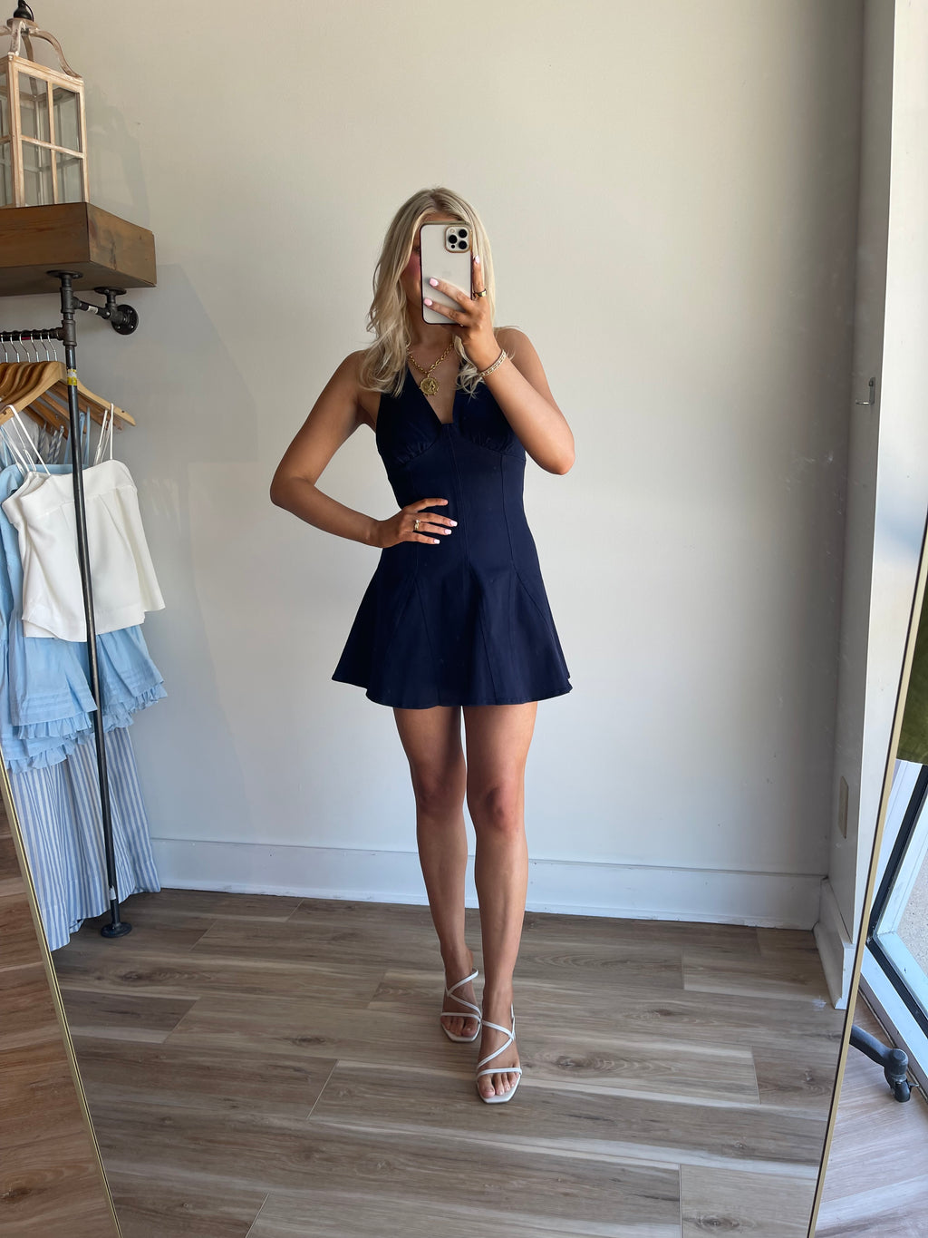 Denim Halter Mini Dress
