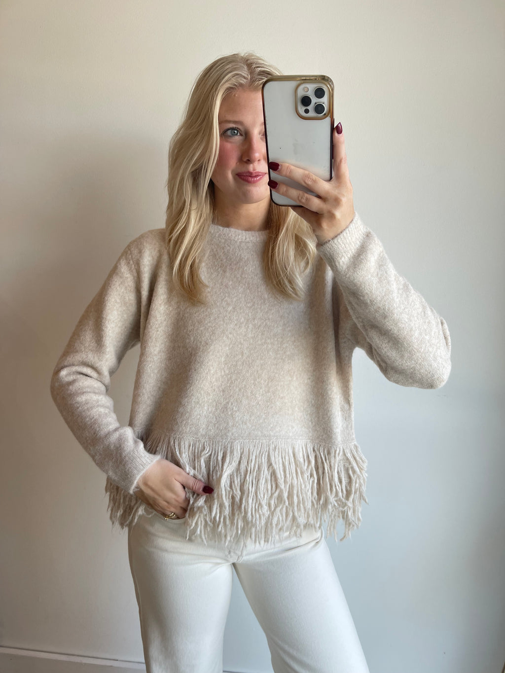 Amber Fringe Knit Top