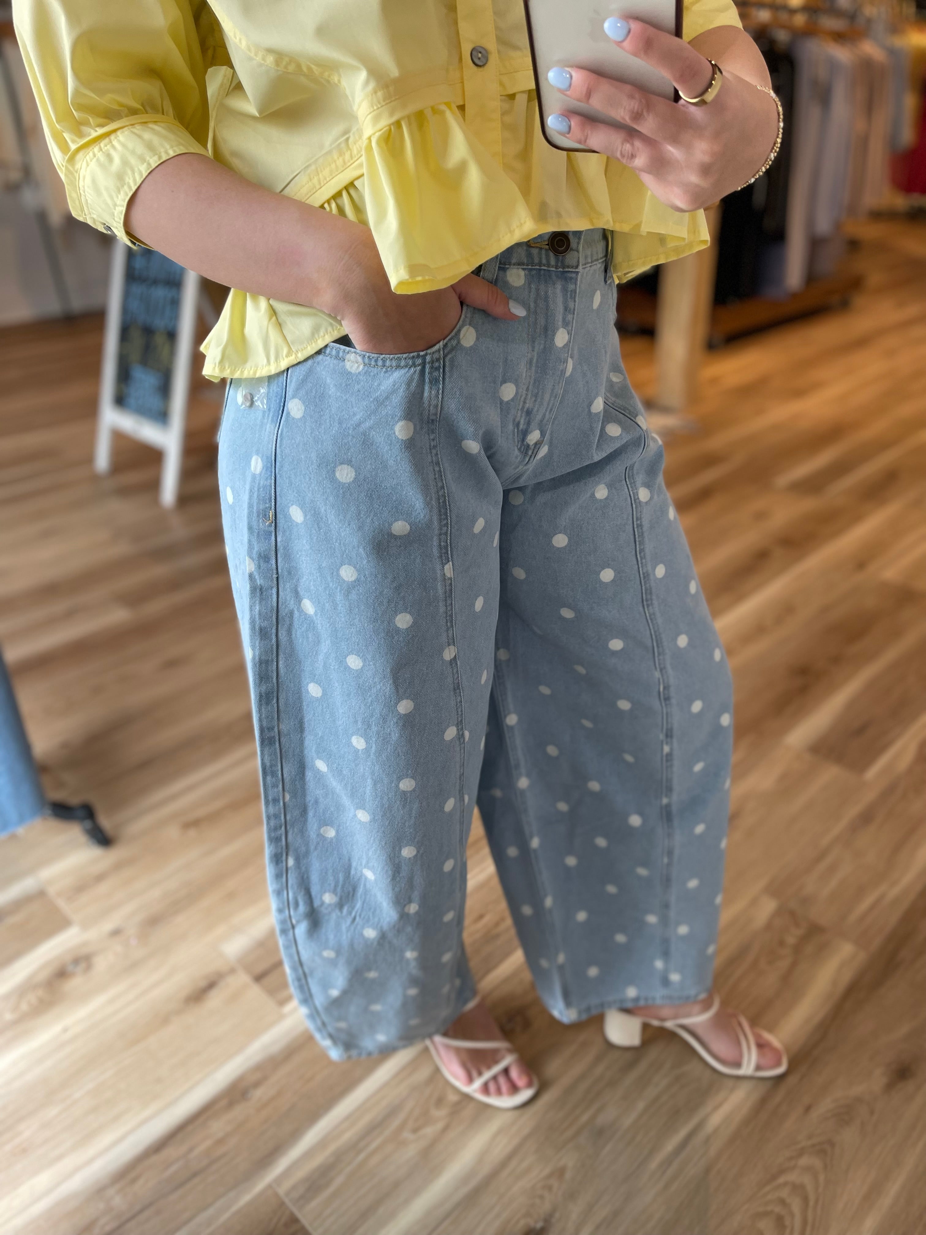 Polka Dot Barrel Jeans