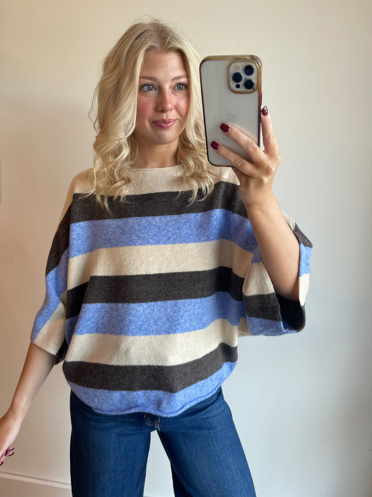 Katie Stripe Dolman Knit Top