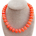Glossy Coral Orange Round Bead Necklace
