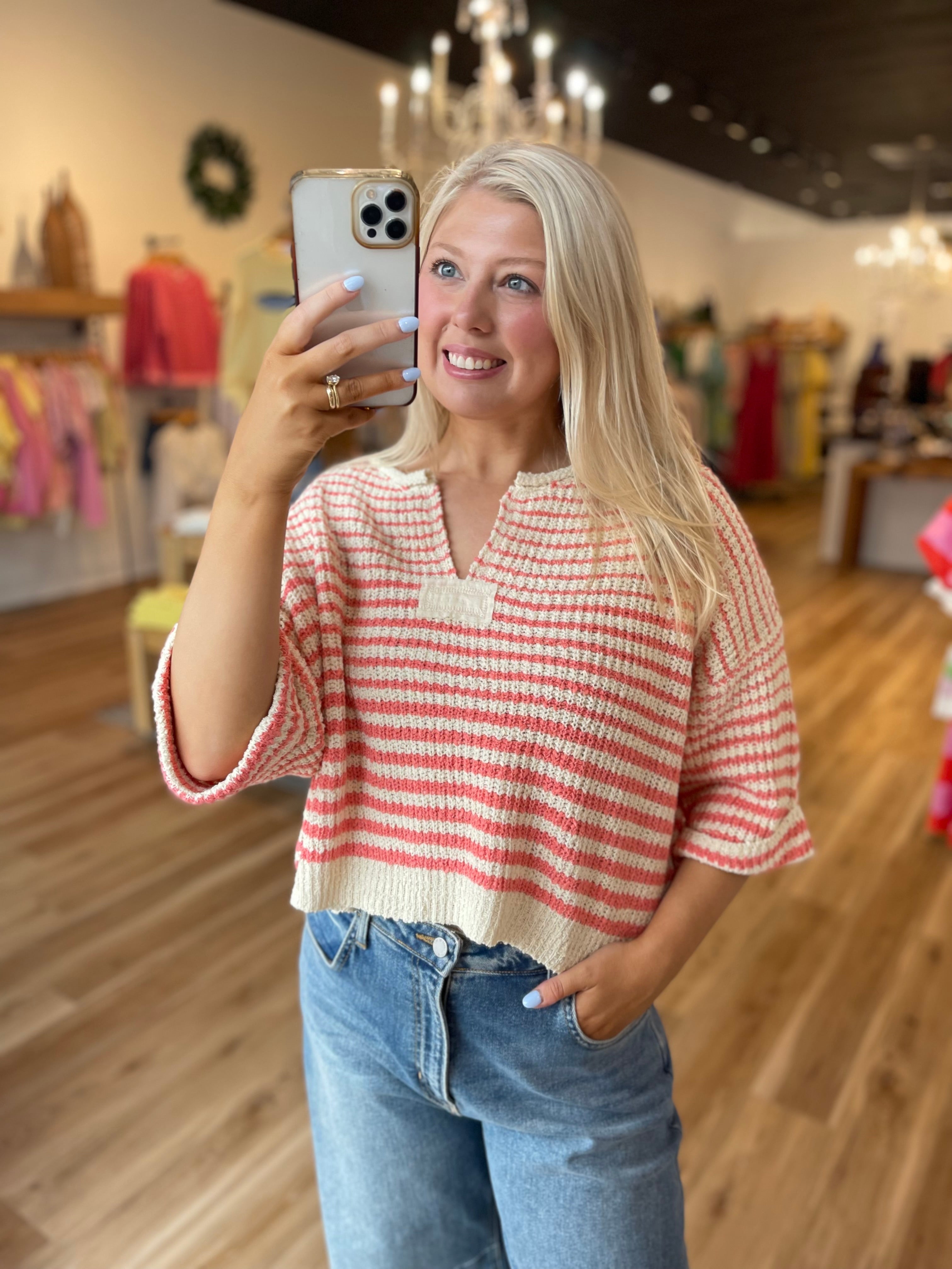 Sage Striped Knit Sweater