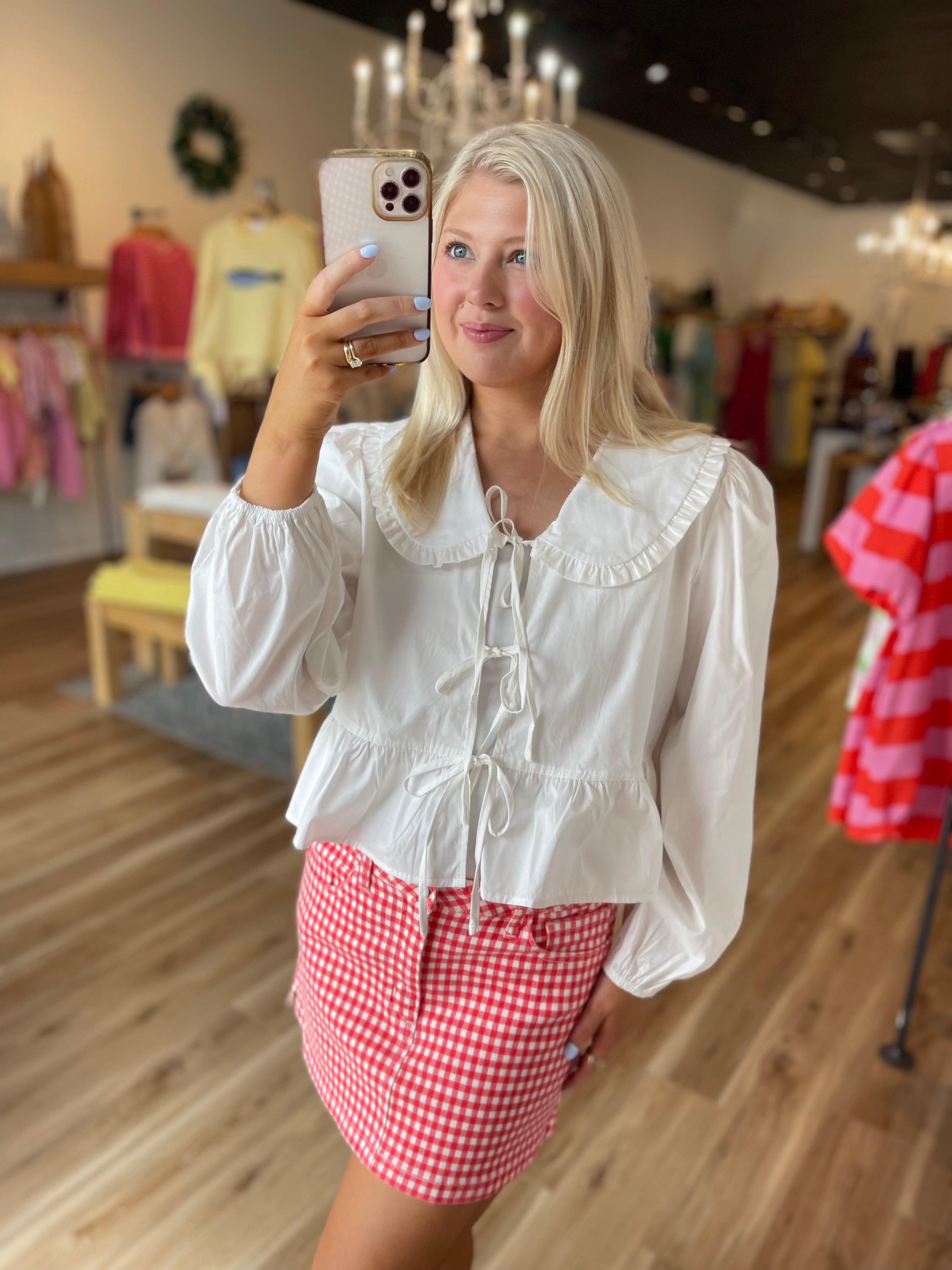 Remi Ruffle Front Tie Top