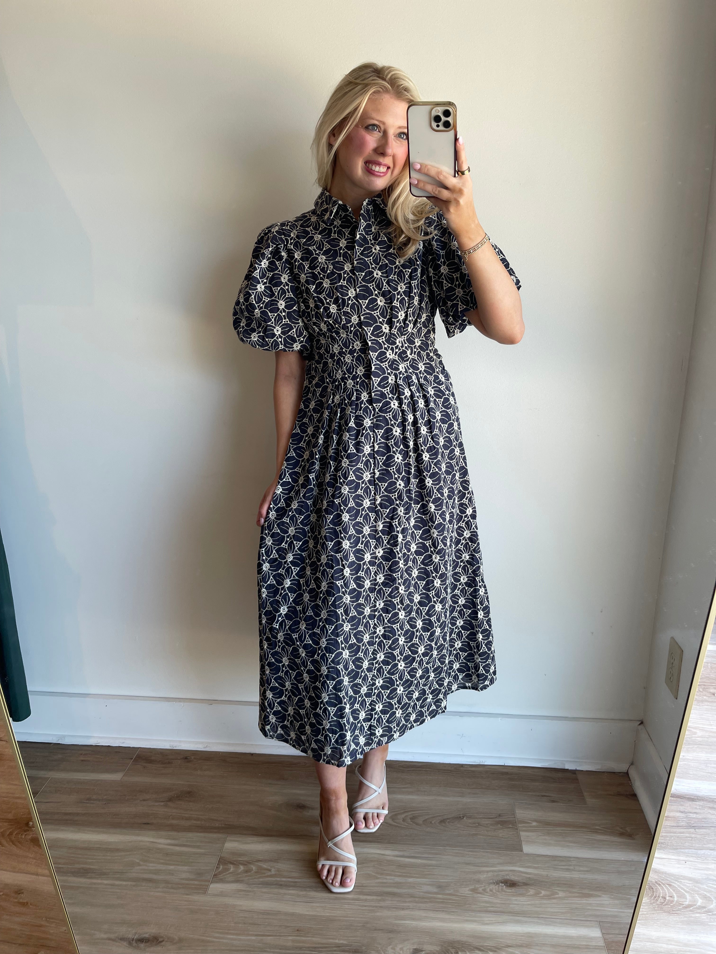 Flora Eyelet Midi Dress