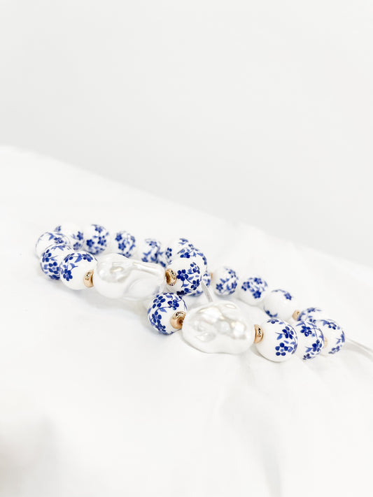 Flower Printed Ball Bracelet