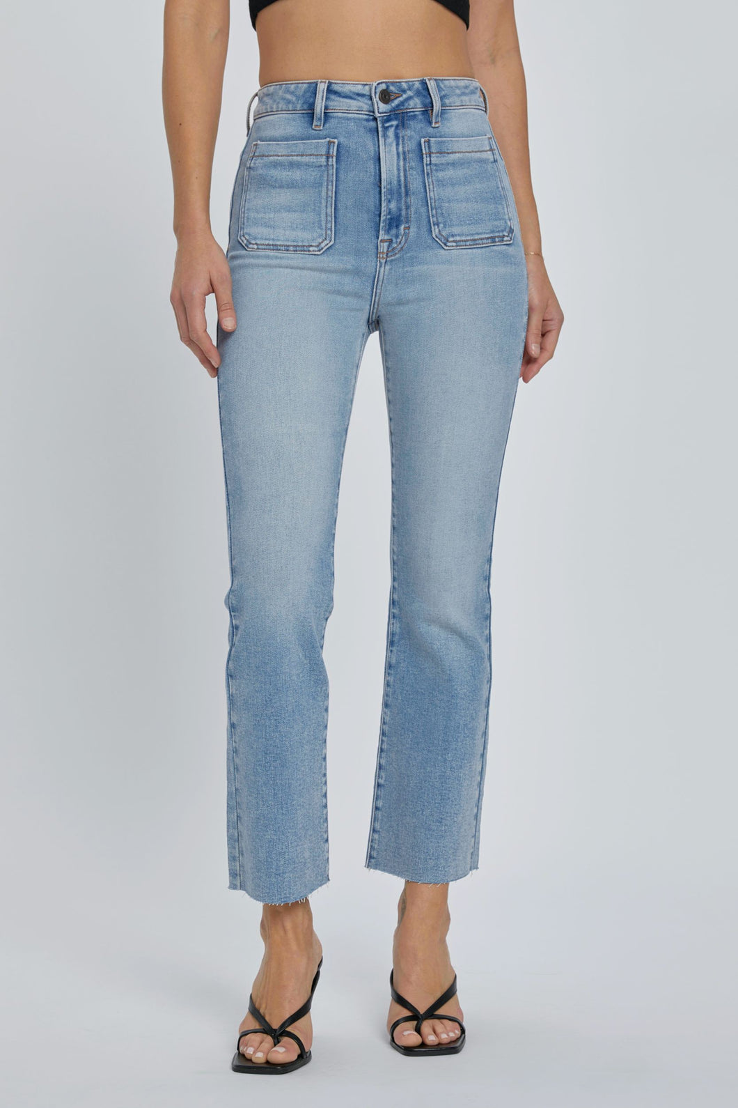 Front Pocket HR Crop Flare Jeans