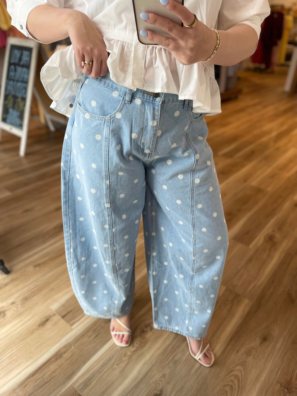 Polka Dot Barrel Jeans