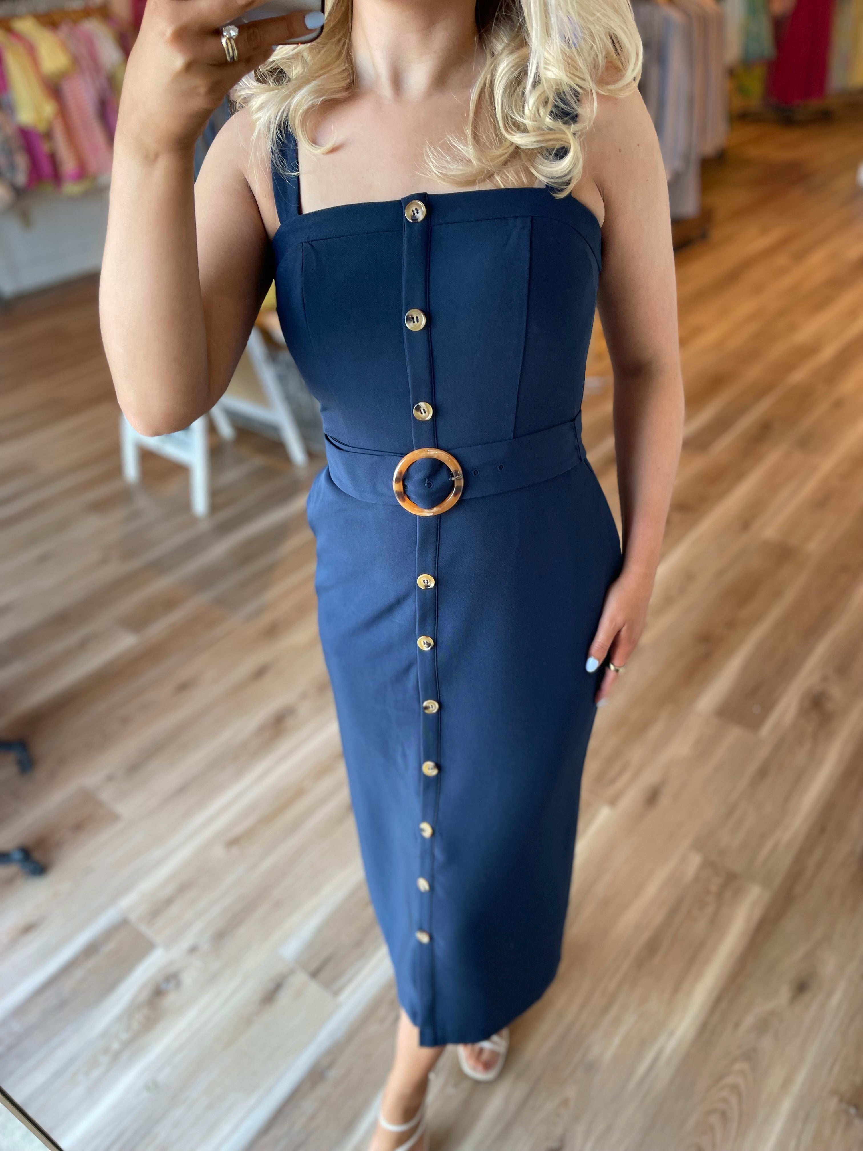 Camady Sleeveless Button Midi Dress