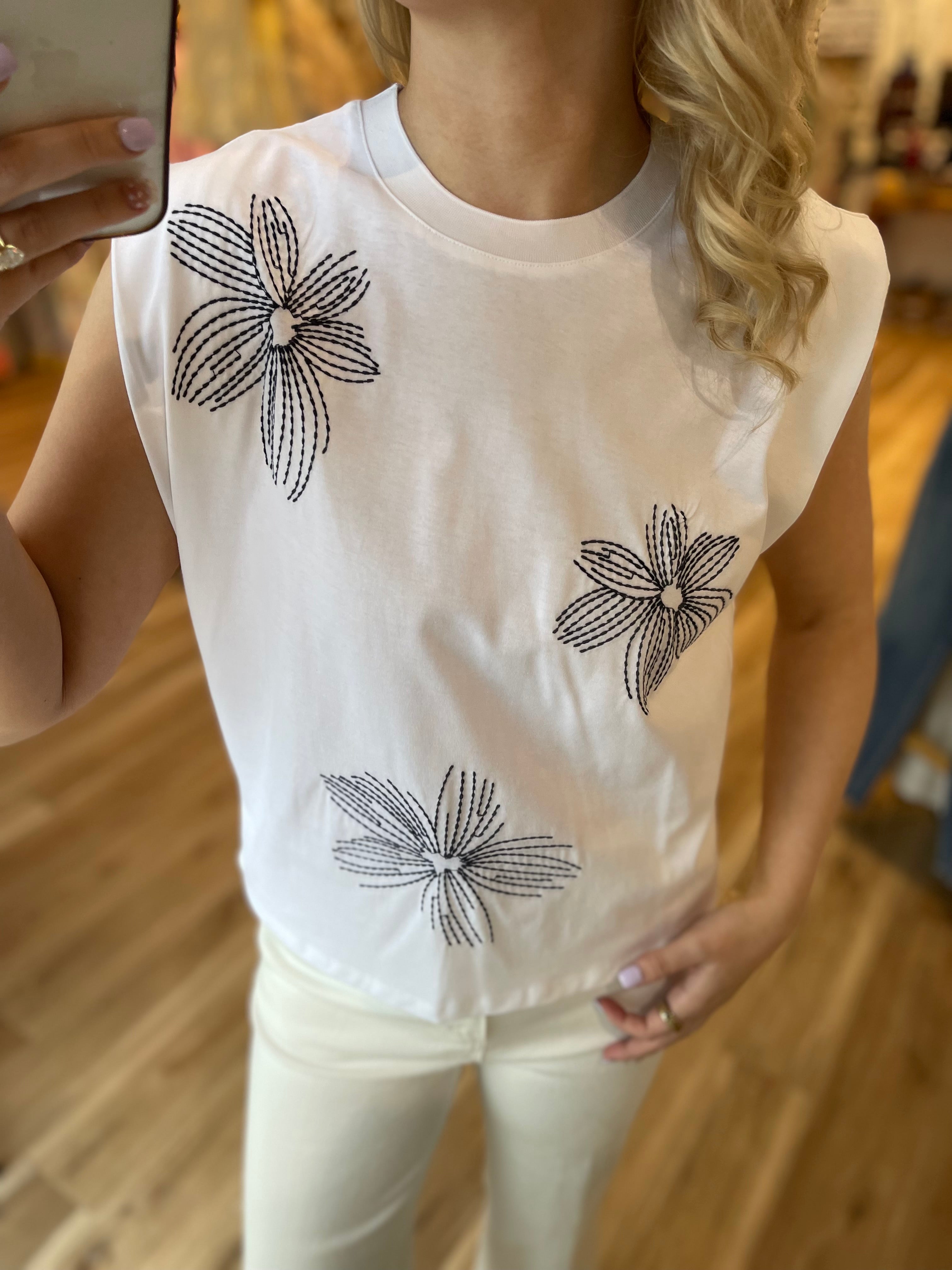 Emma Embroidered Wide Cropped