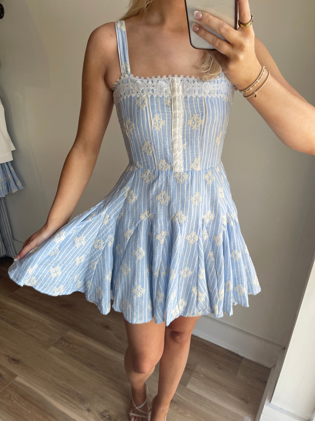 Lila Embroidered Mini Dress