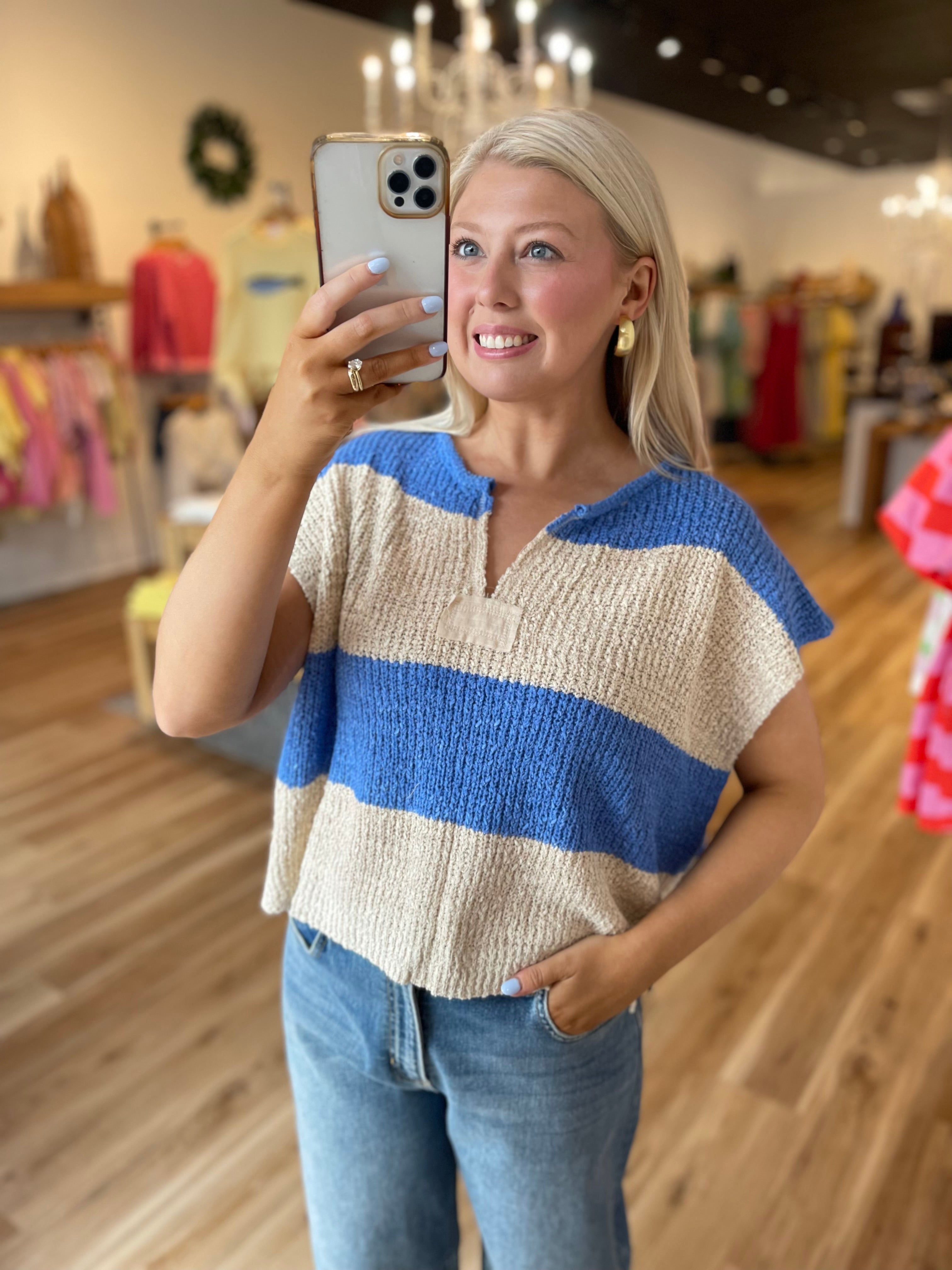 Never Late Striped Knit Top