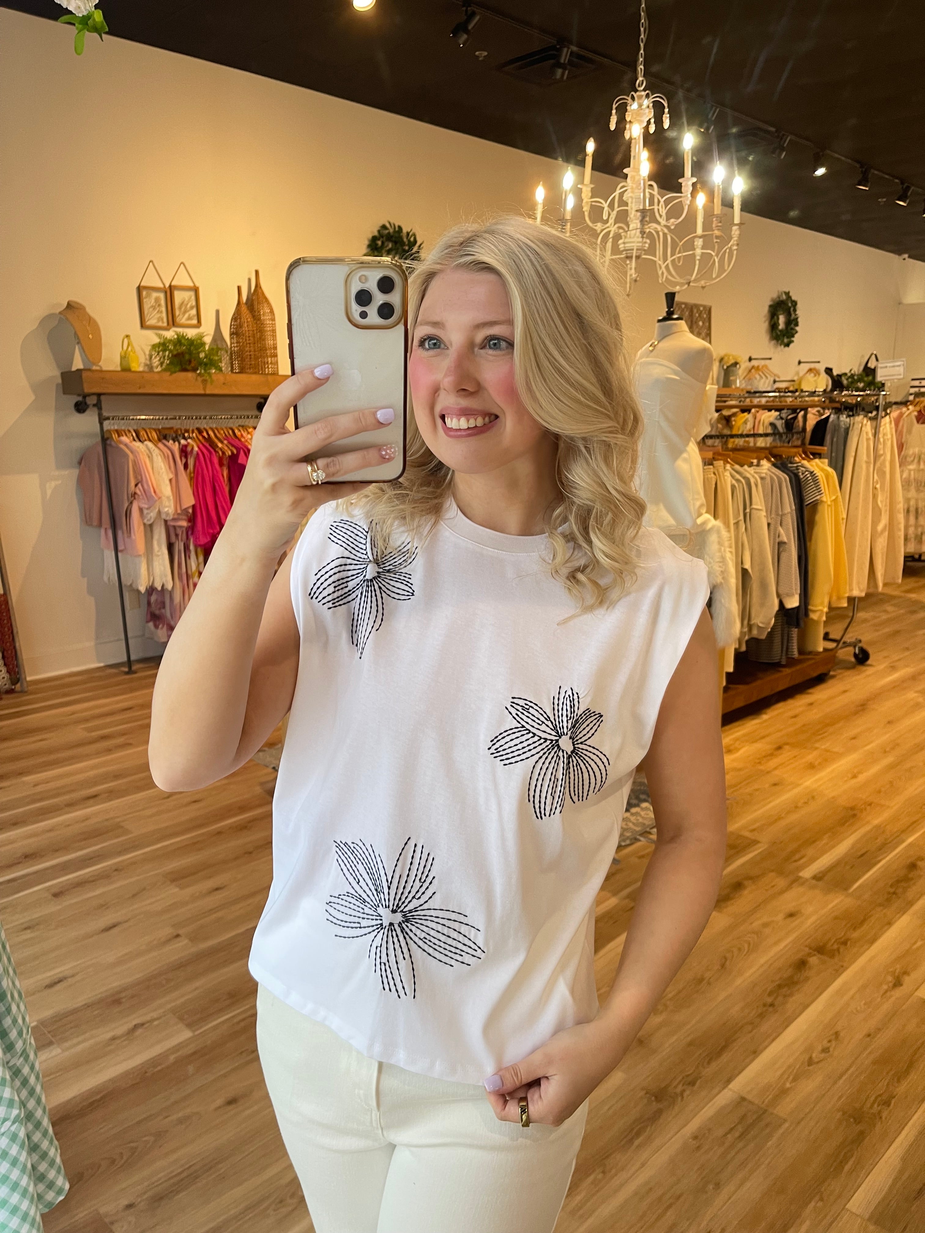 Emma Embroidered Wide Cropped