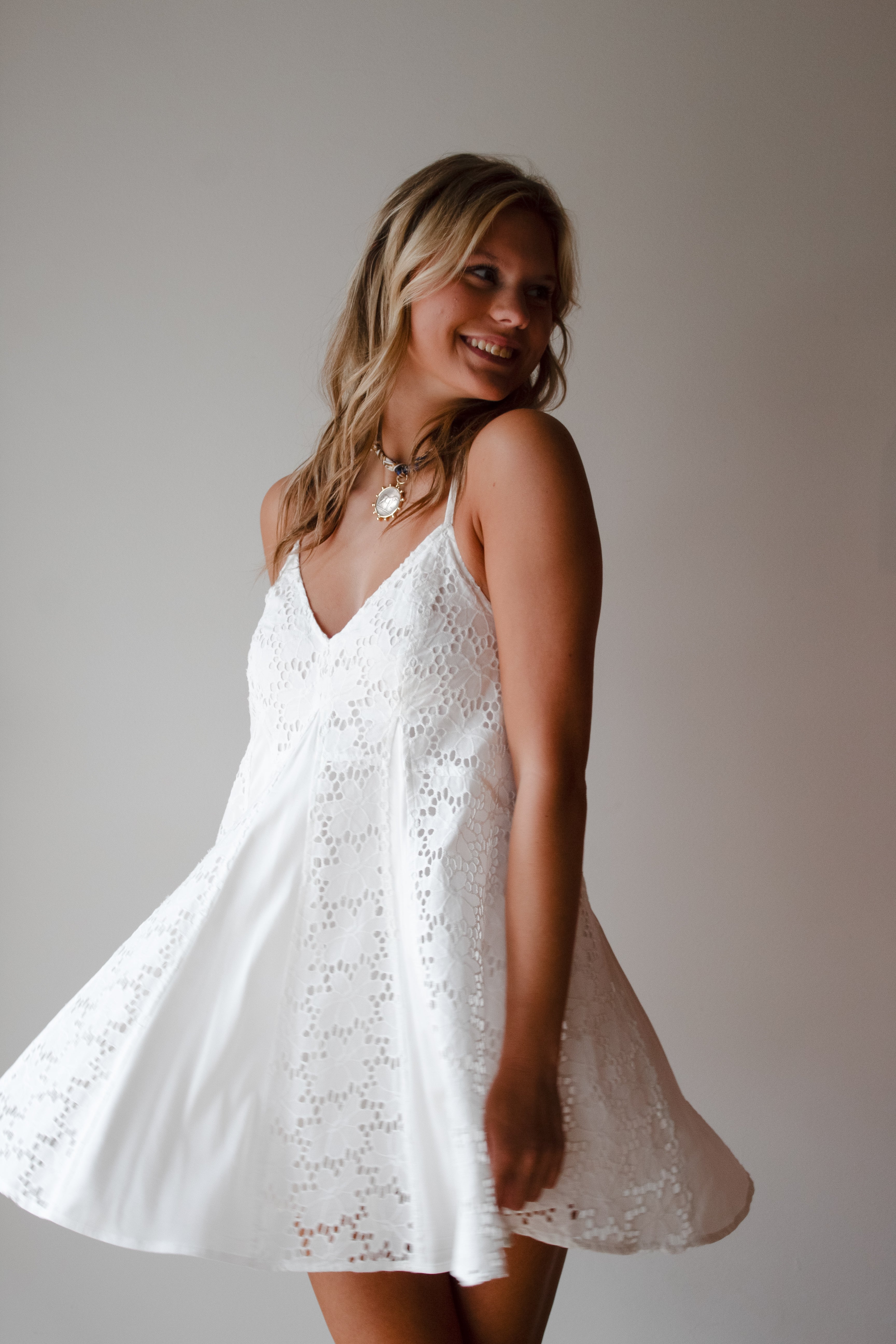 Angel Godet Mini Dress - White / X-Small Angel Godet Mini Dress - White / X-Small