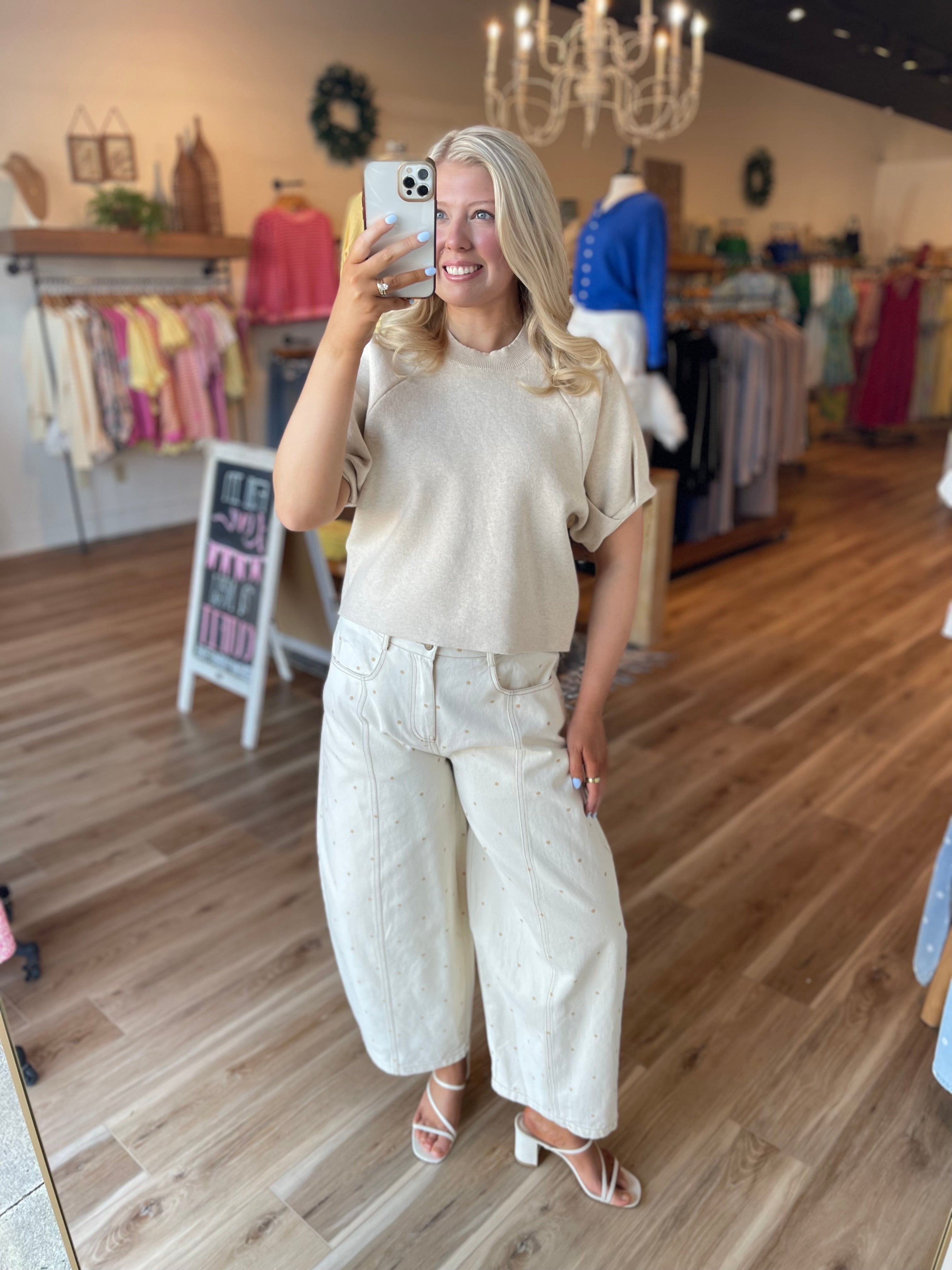 Mini Polka Dot Barrel Jeans