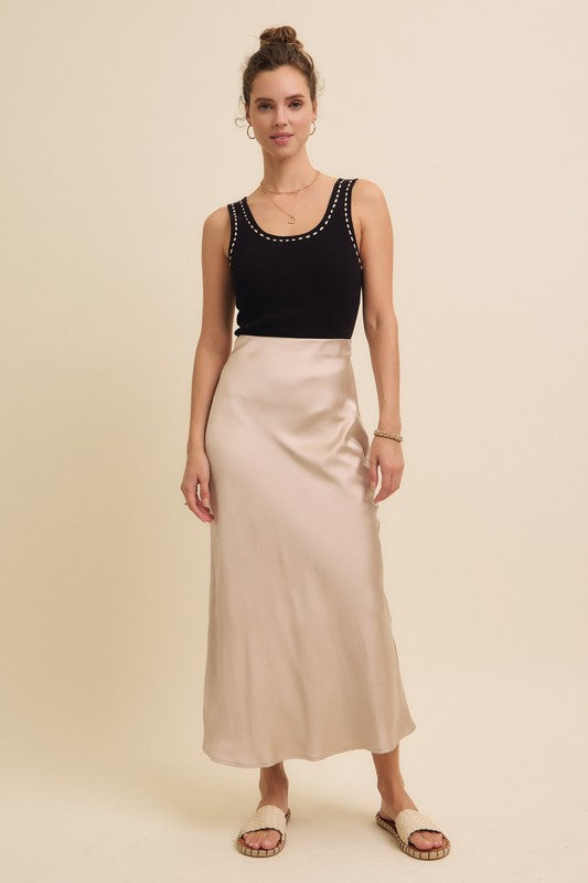 Charlize Satin Midi Skirt