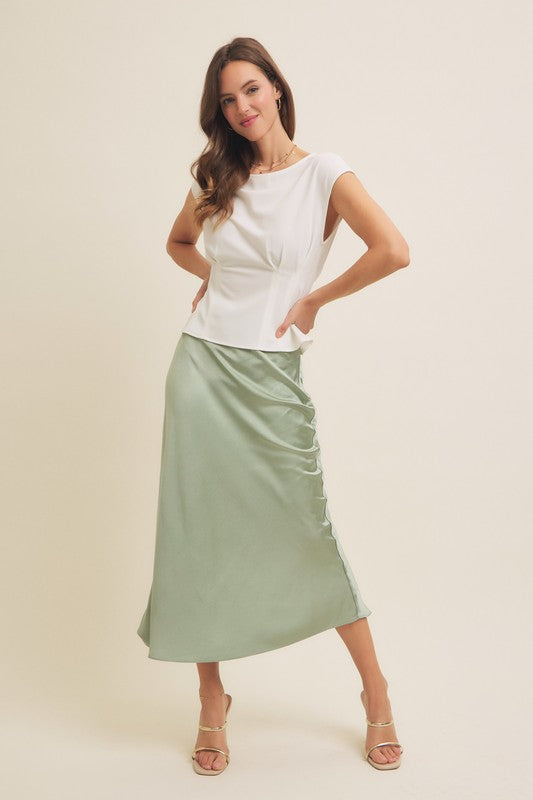 Charlize Satin Midi Skirt