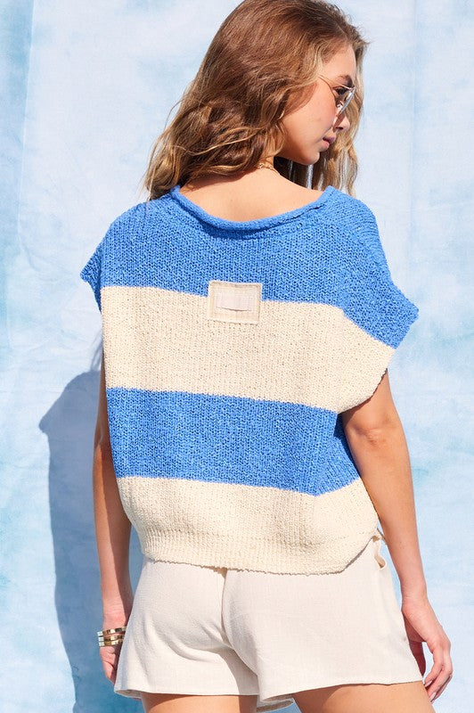 Never Late Striped Knit Top