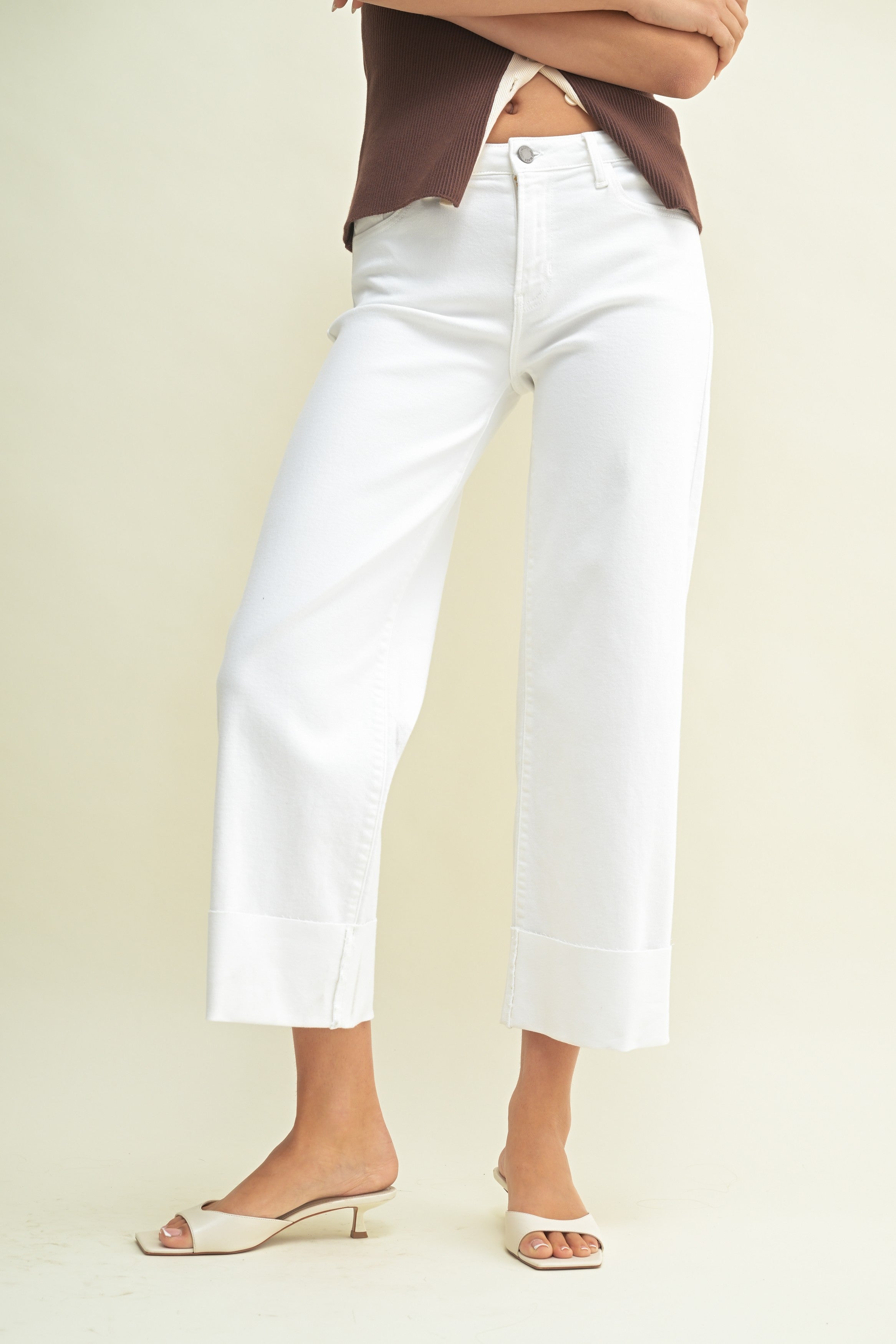 Scissor Cut Cuffed Wide Leg