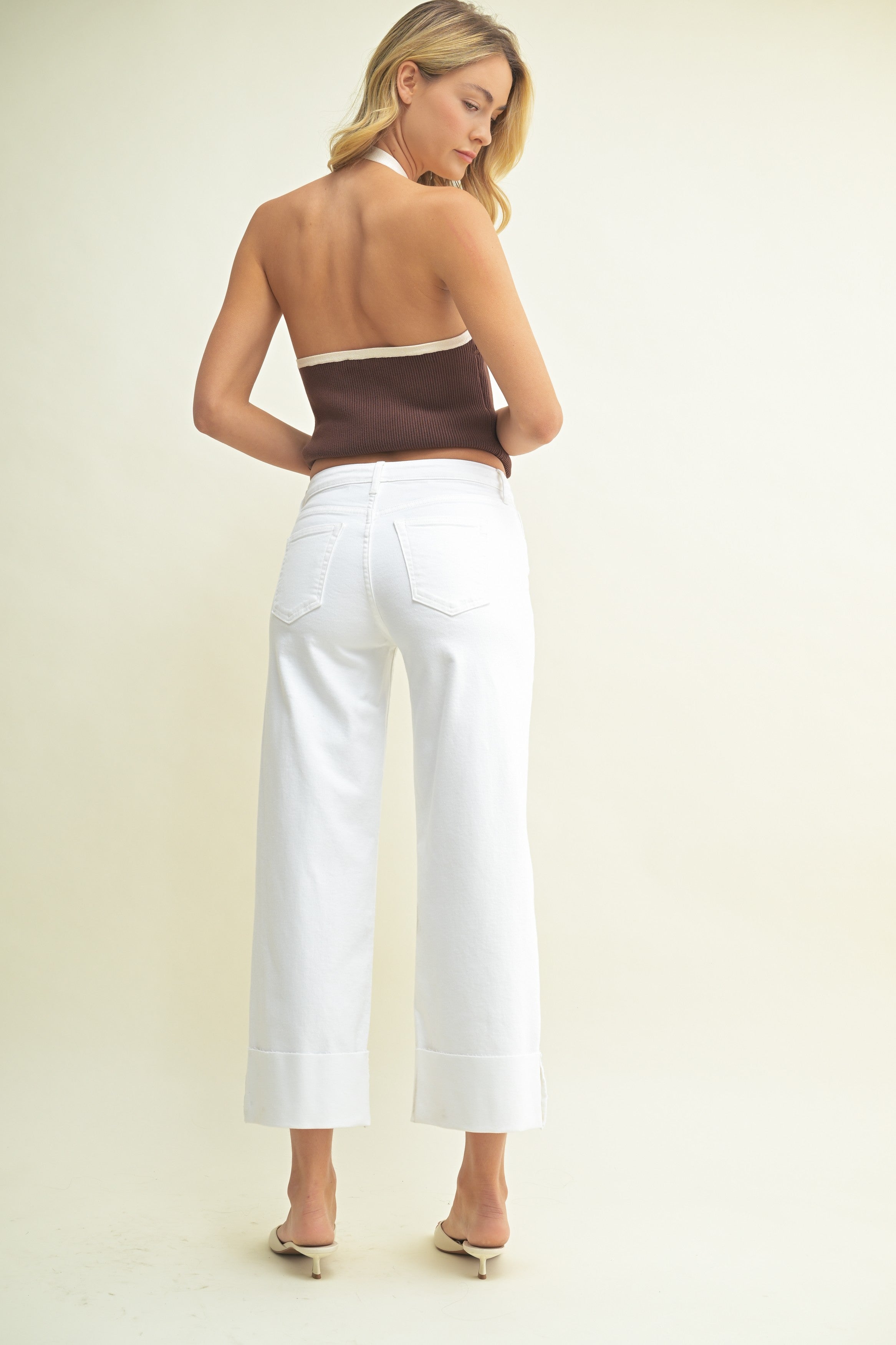 Scissor Cut Cuffed Wide Leg