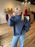 Solid Mock Neck Sweatshirt