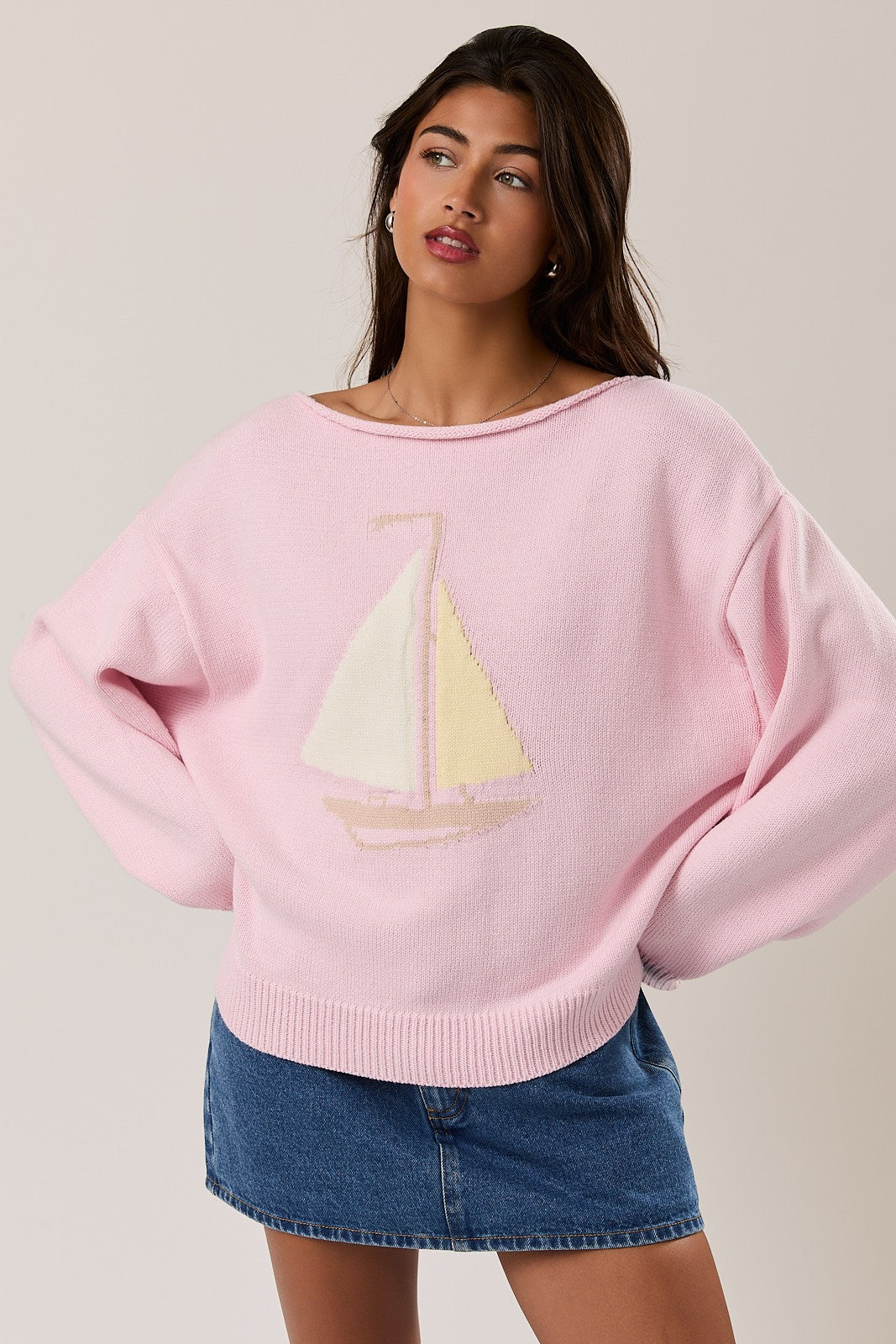 Sailboat Roll Neck Sweater