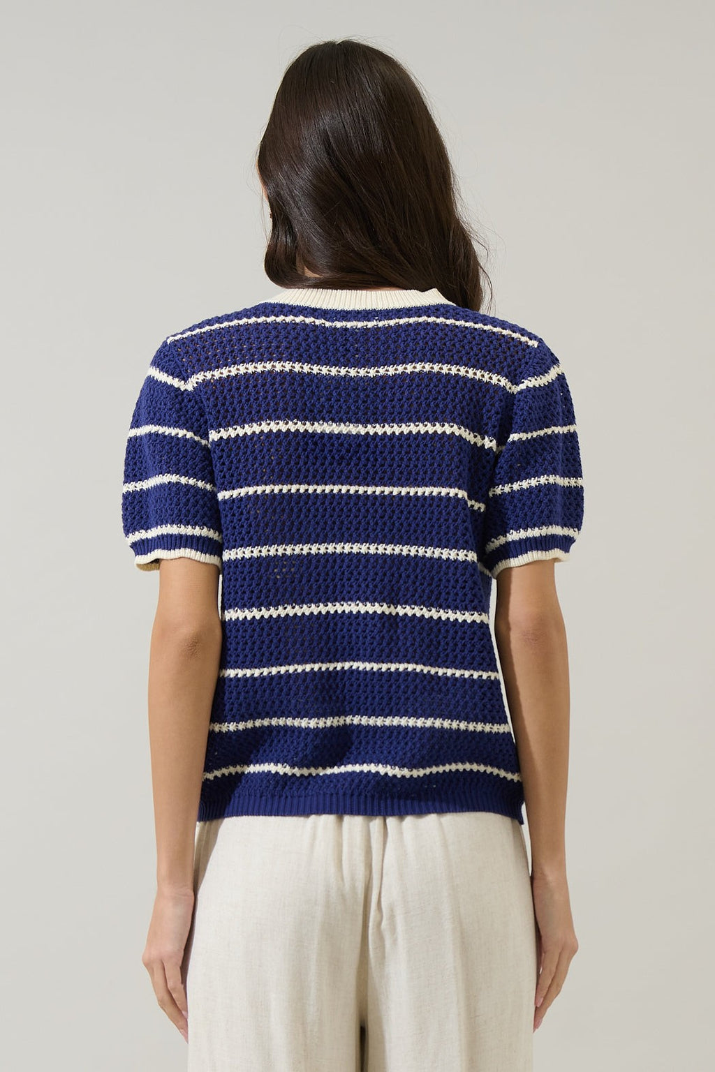 Dannah Stripe Crochet Sweater