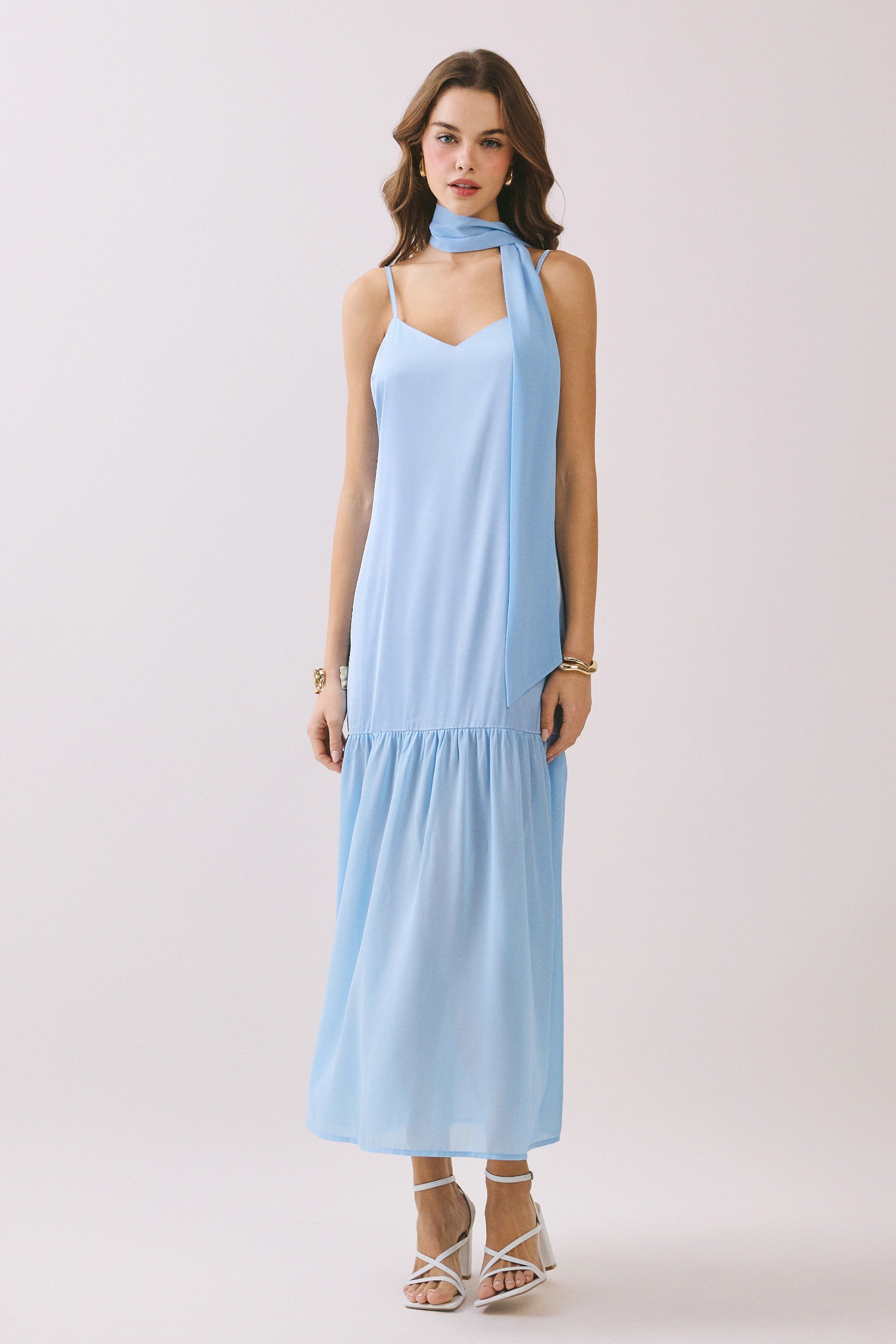 Sutton Maxi Dress with Neck Scarf