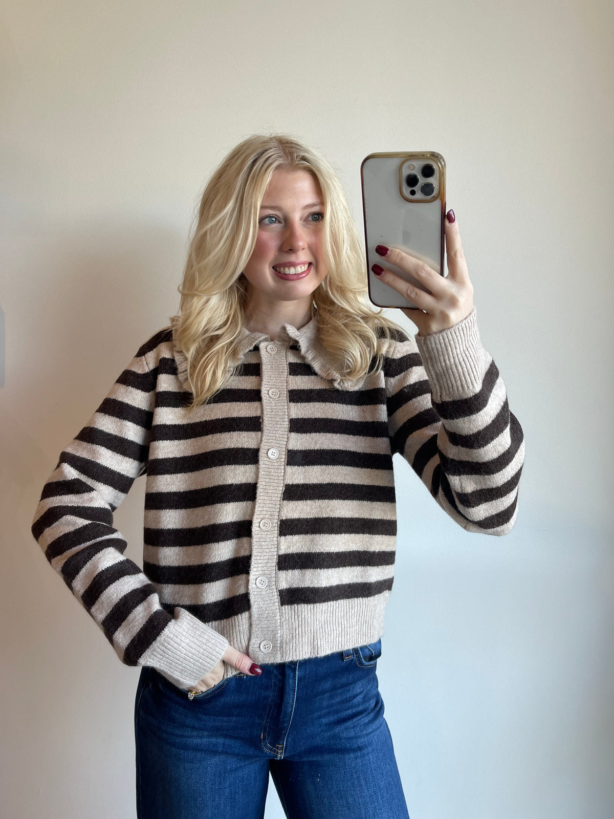 Karlie Stripe Cardigan