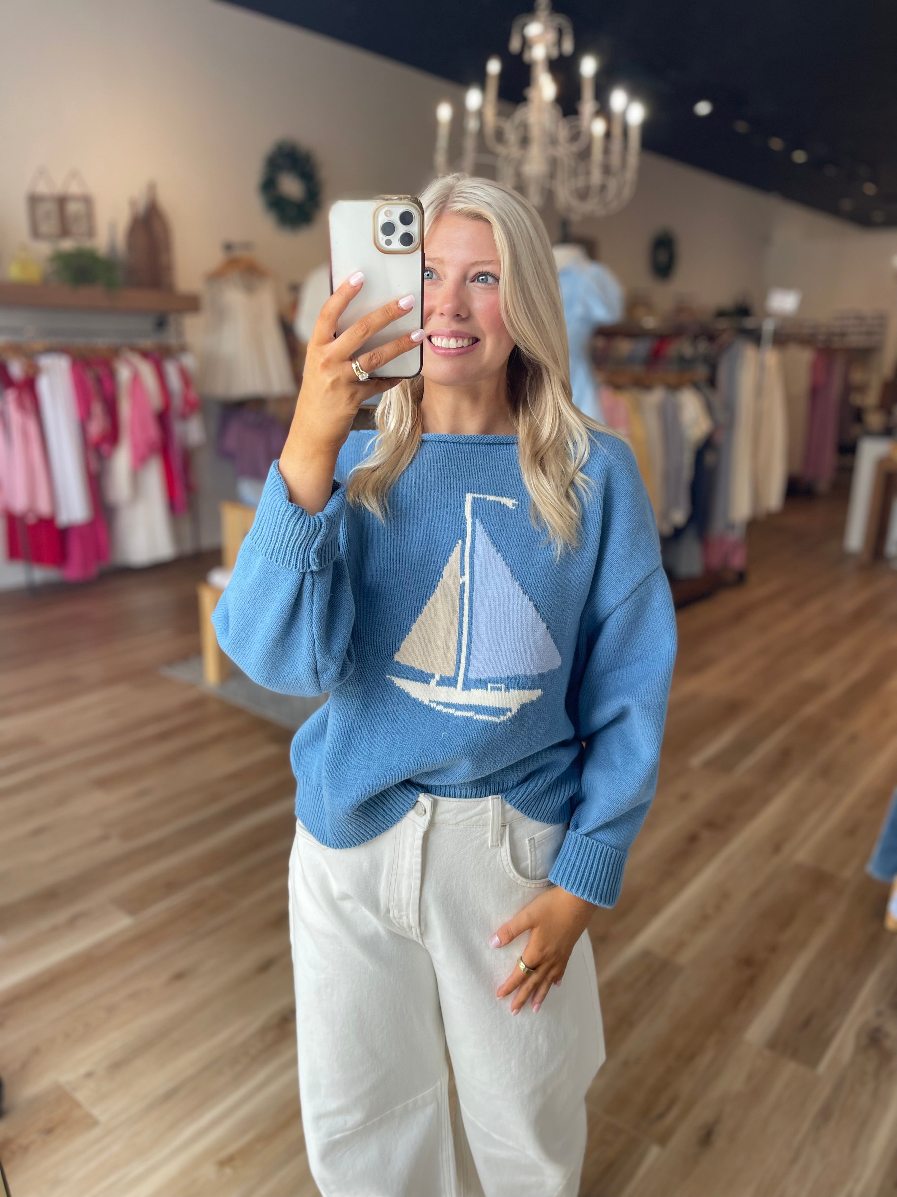 Sailboat Roll Neck Sweater