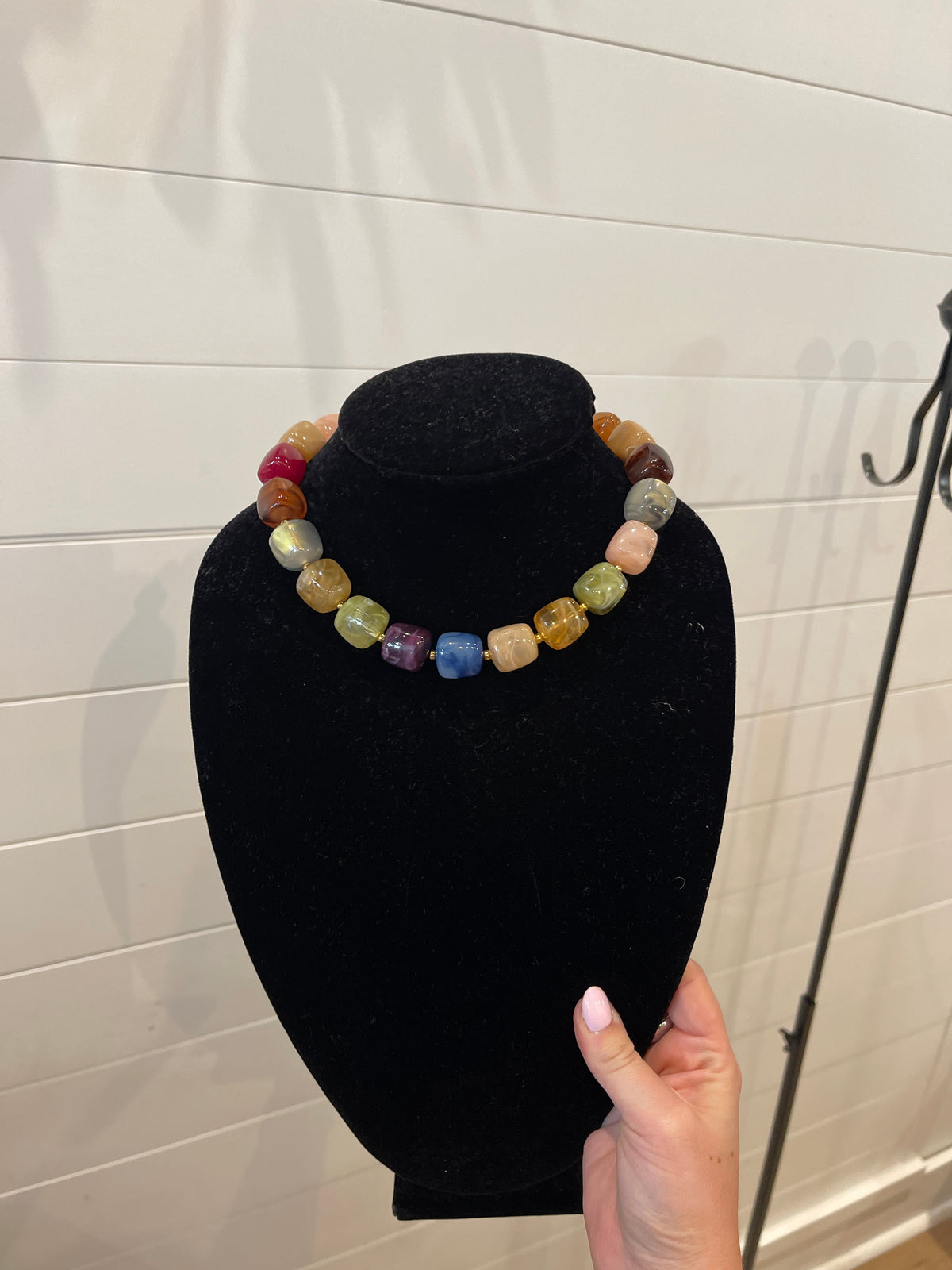 Multi Color Cube Bead Necklace