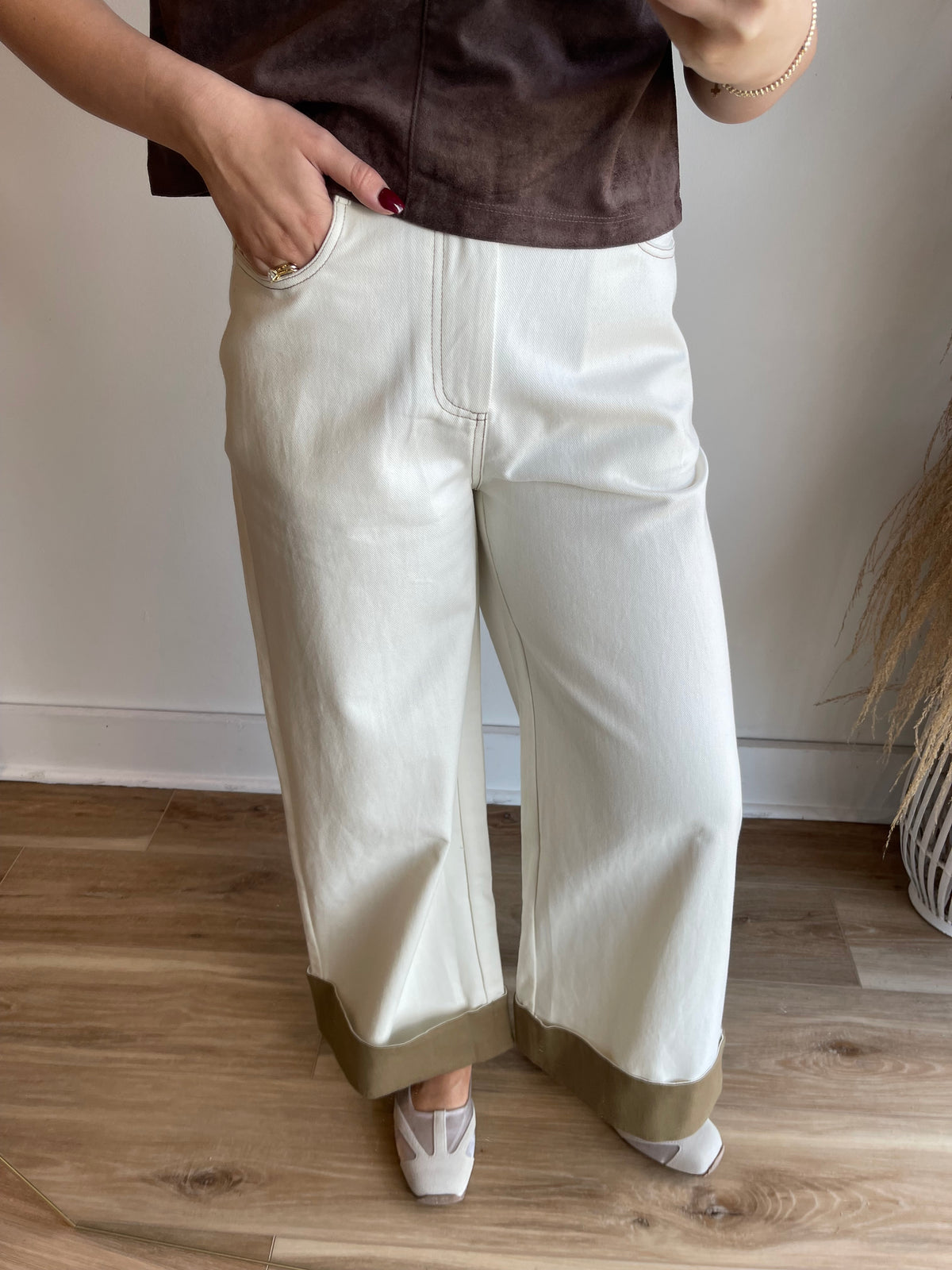 Contrast Cuff Denim Jeans