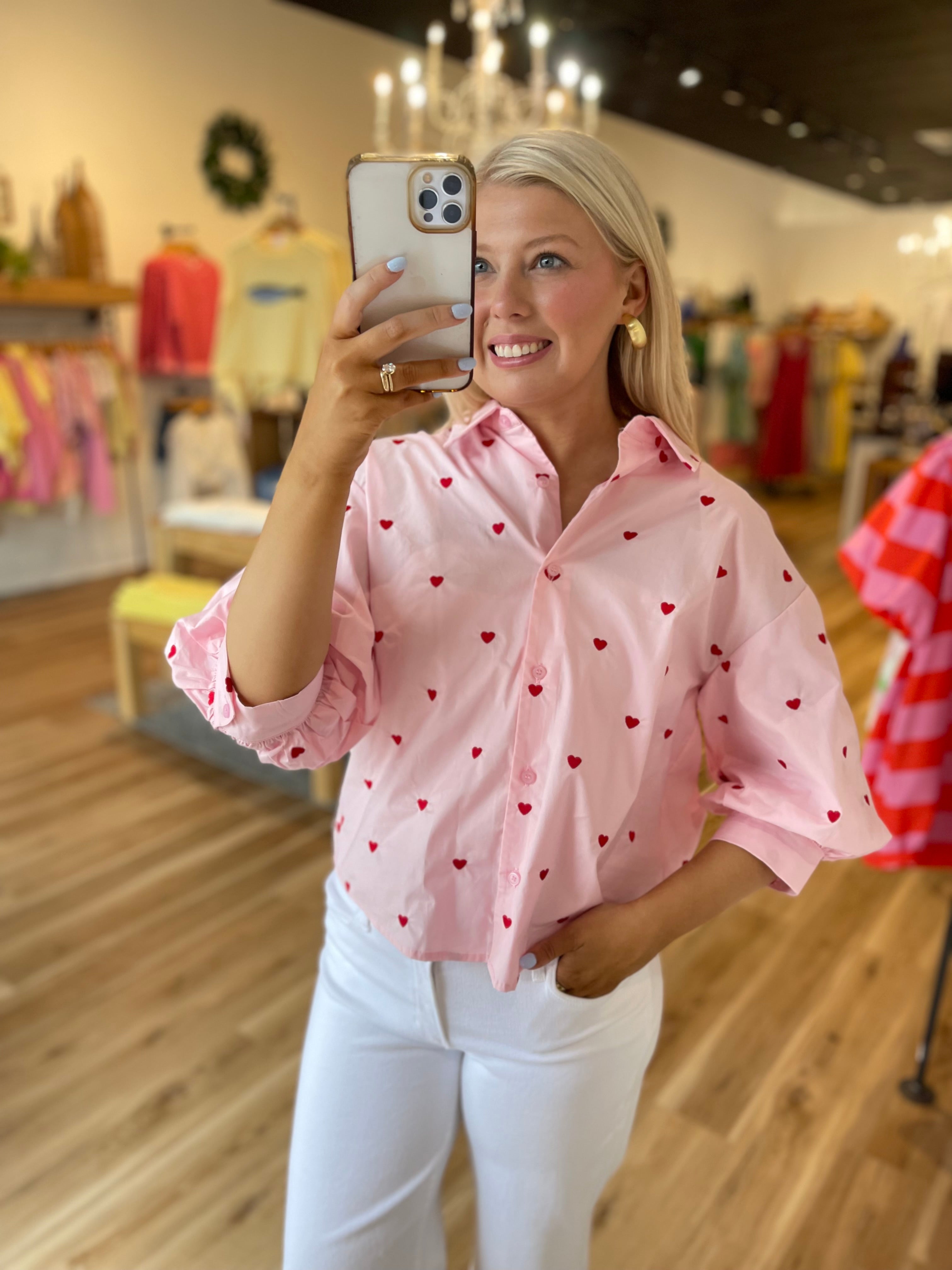 Valentines Heart Button Down Top