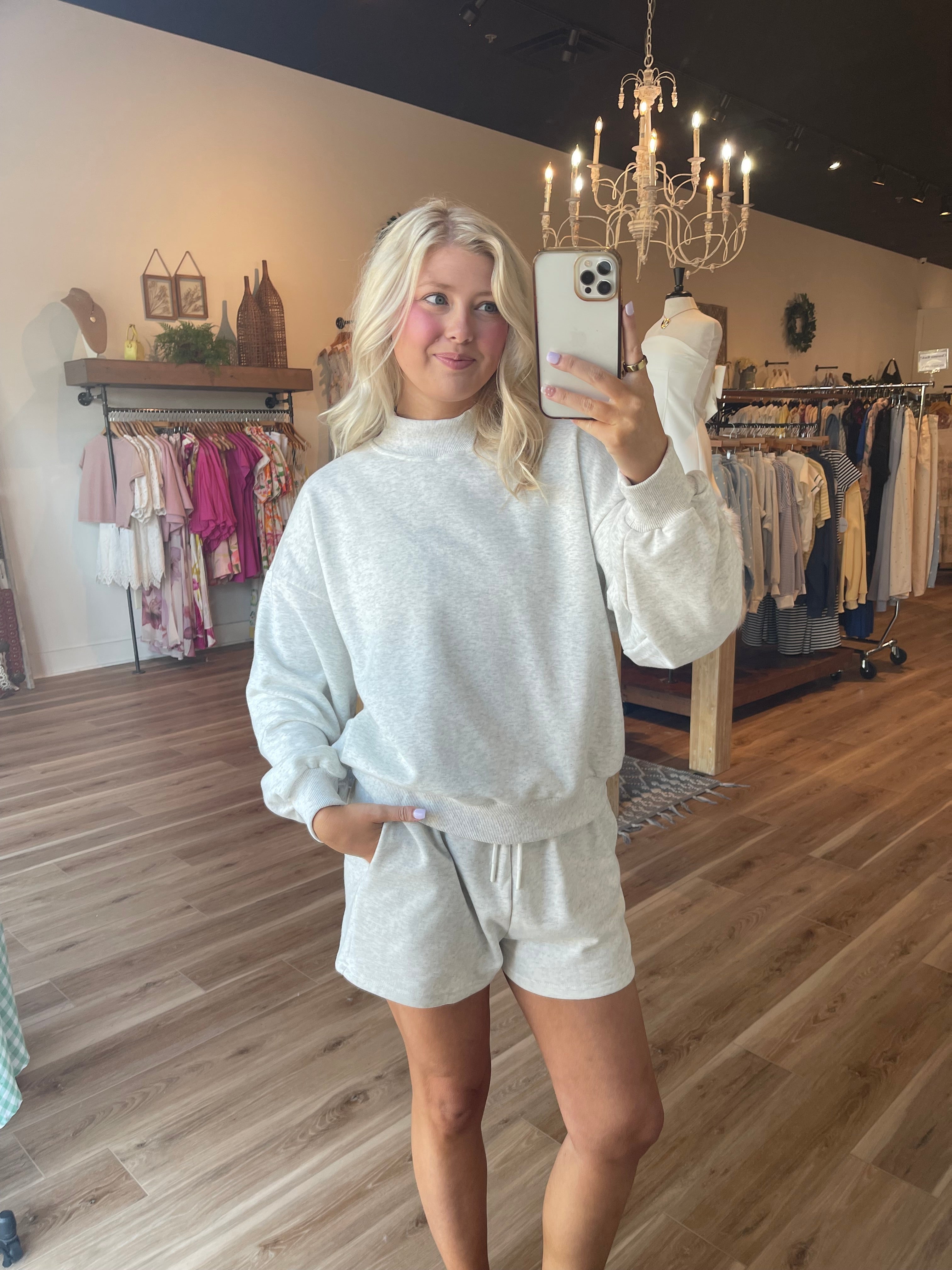 Mock Neck Sweater Short Set