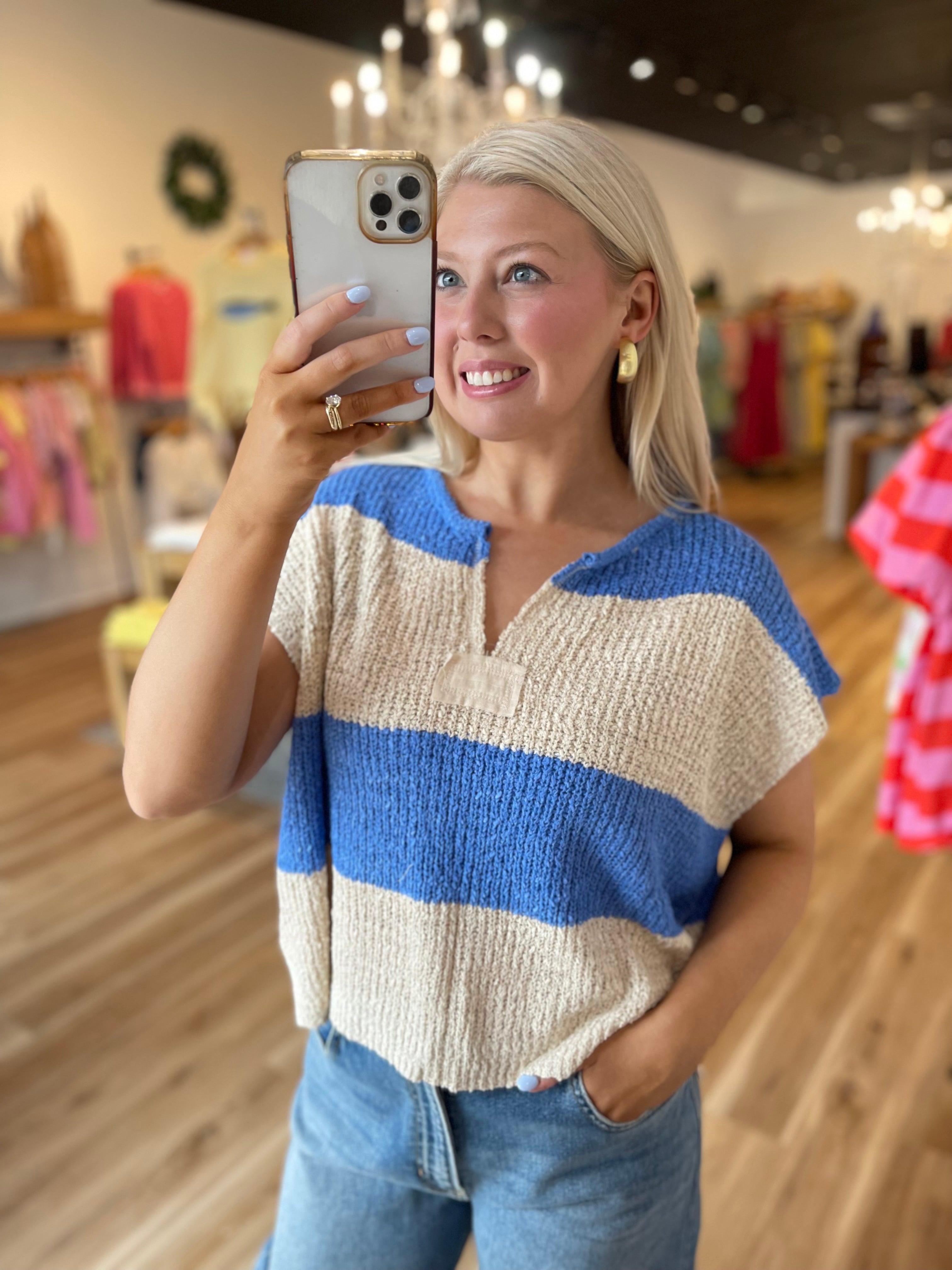 Never Late Striped Knit Top