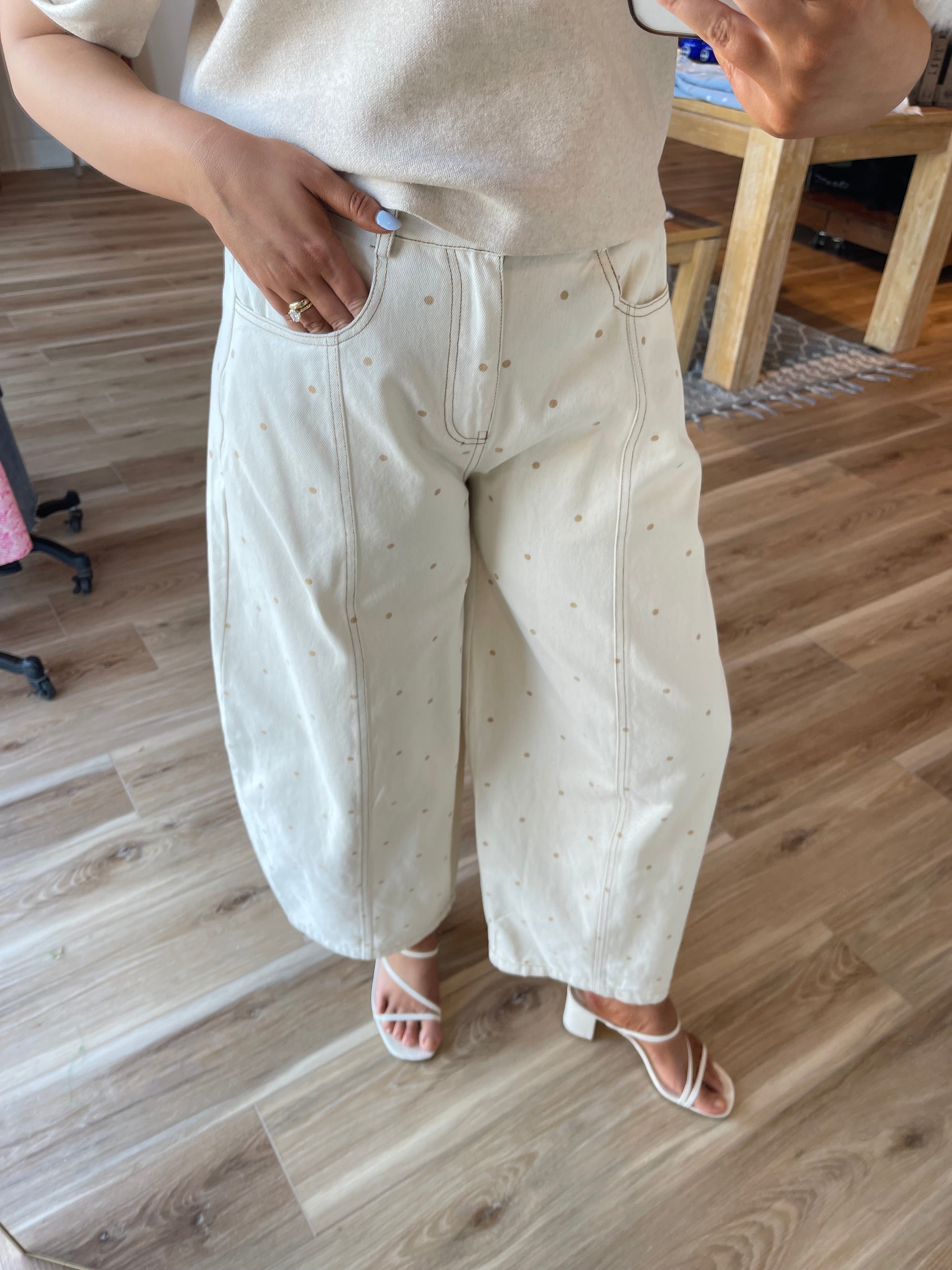 Mini Polka Dot Barrel Jeans