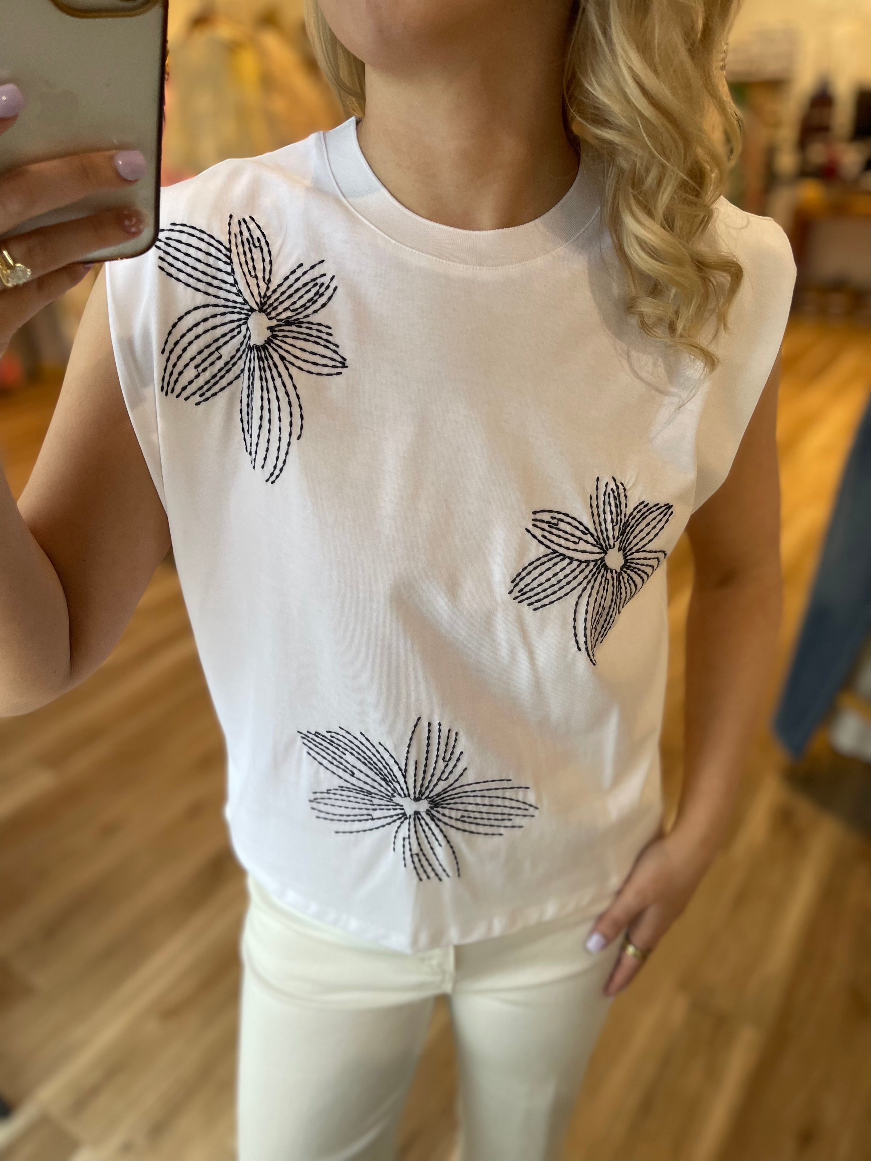 Emma Embroidered Wide Cropped