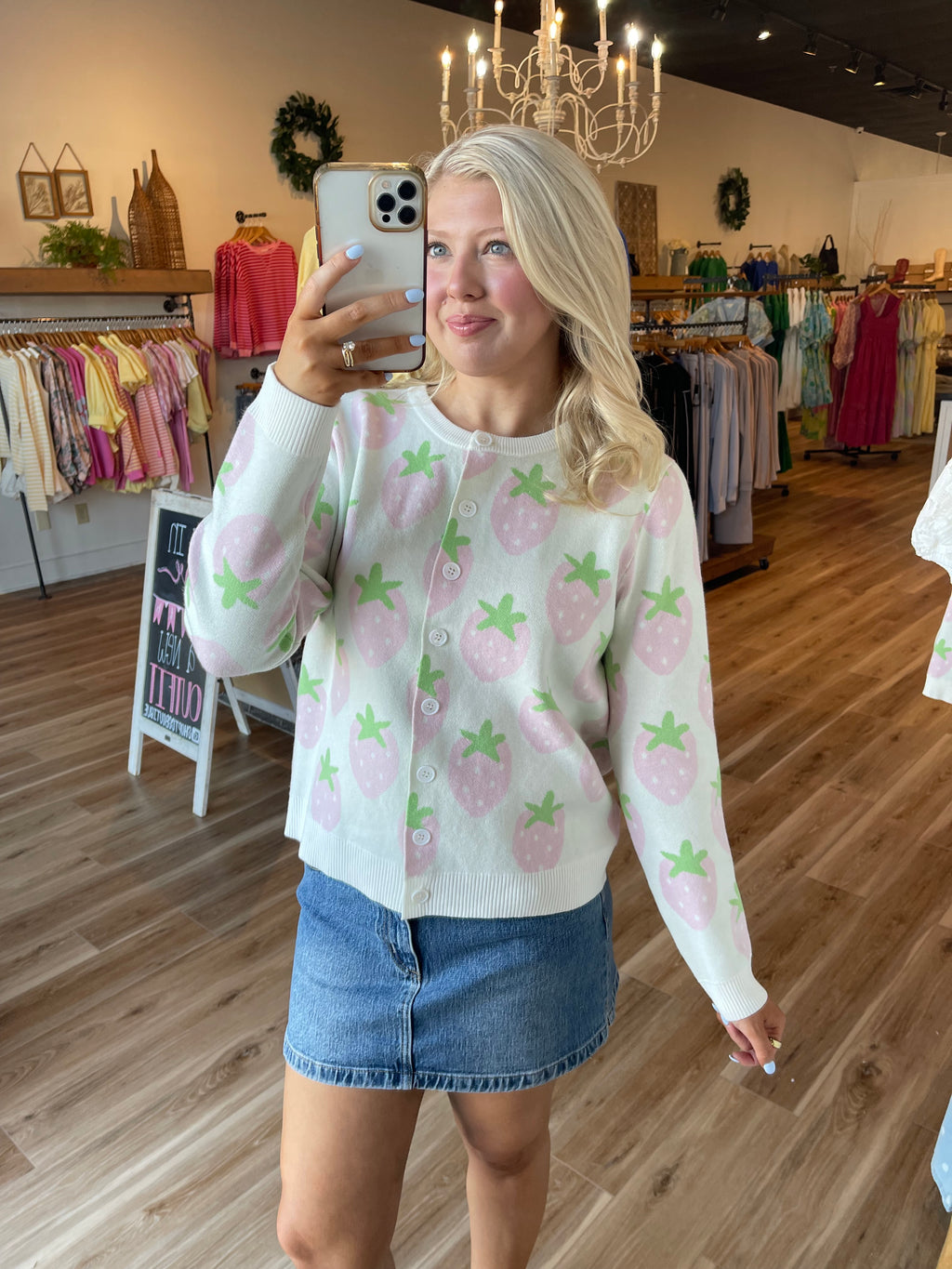 Strawberry Button Sweater
